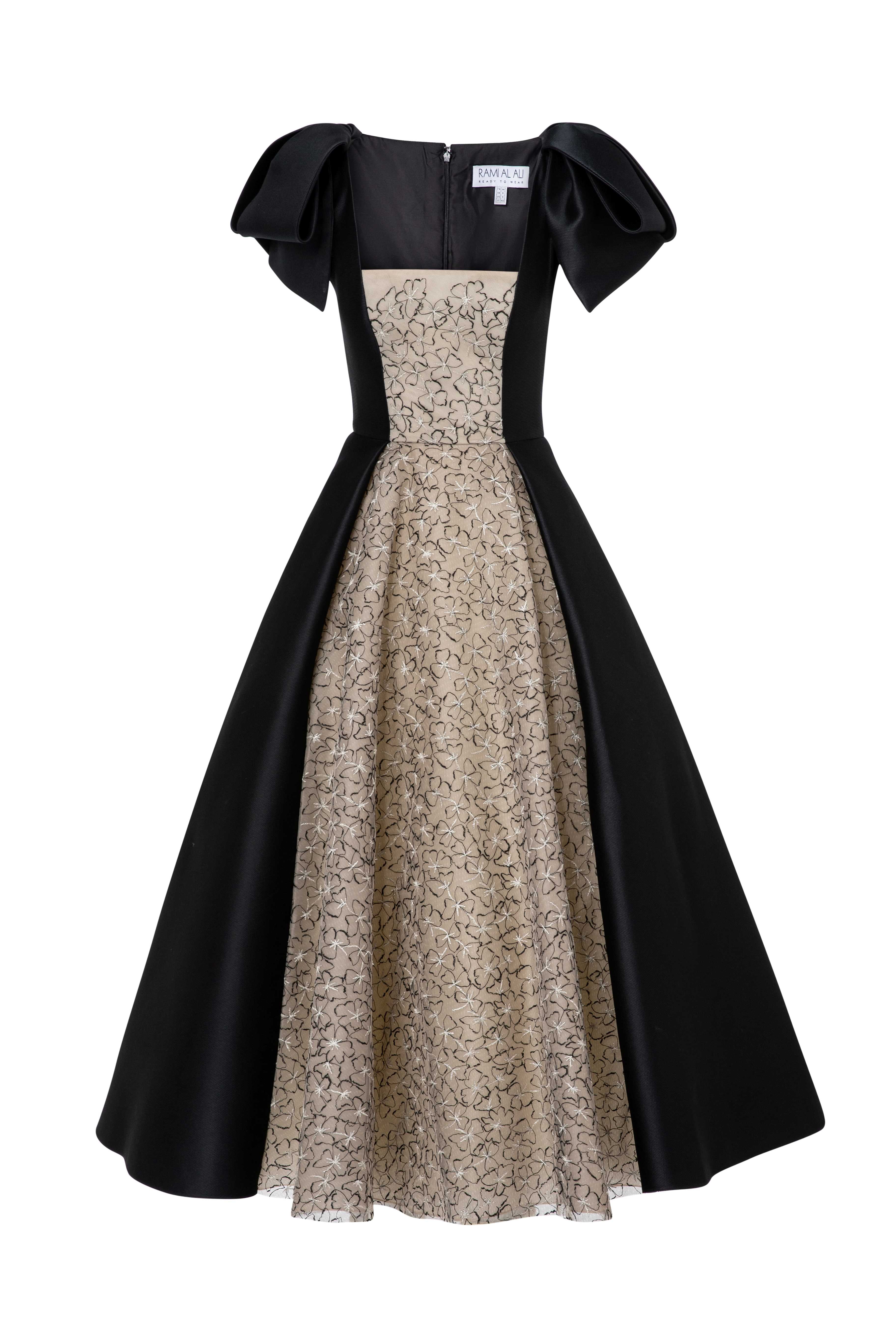 فستان ميدي ذو تصميم واسع مع فيونكات وأشرطة