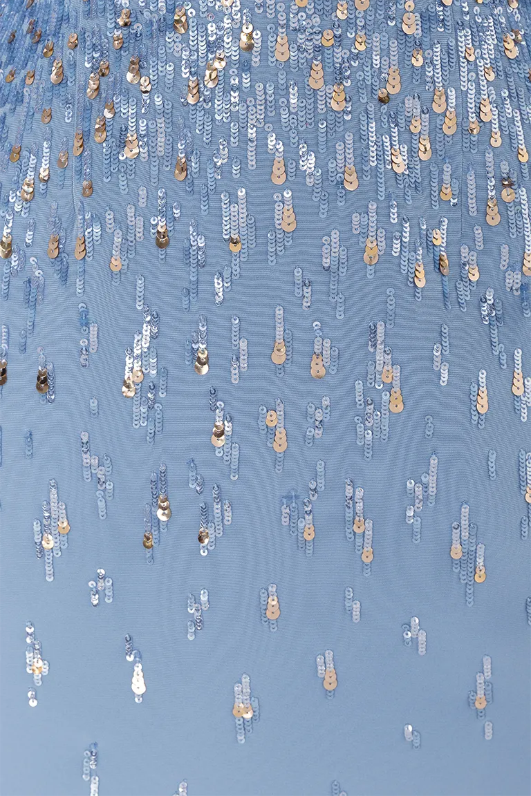 mother of the bride,  full length, crepe dress, mermaid dress, fitted crepe dress, fully beaded dress, blue dress, long sleeves, long dress, deep v neckline, evening dress, , red carpet dress,  ready to wear designer, evening dress Dubai, buy dress Dubai, fashion designer Dubai, Autumn-Winter collection, gala dress