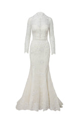 Fully embellished high neck mermaid wedding dress