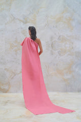 Shimmery fully sequinned dress with satin cape