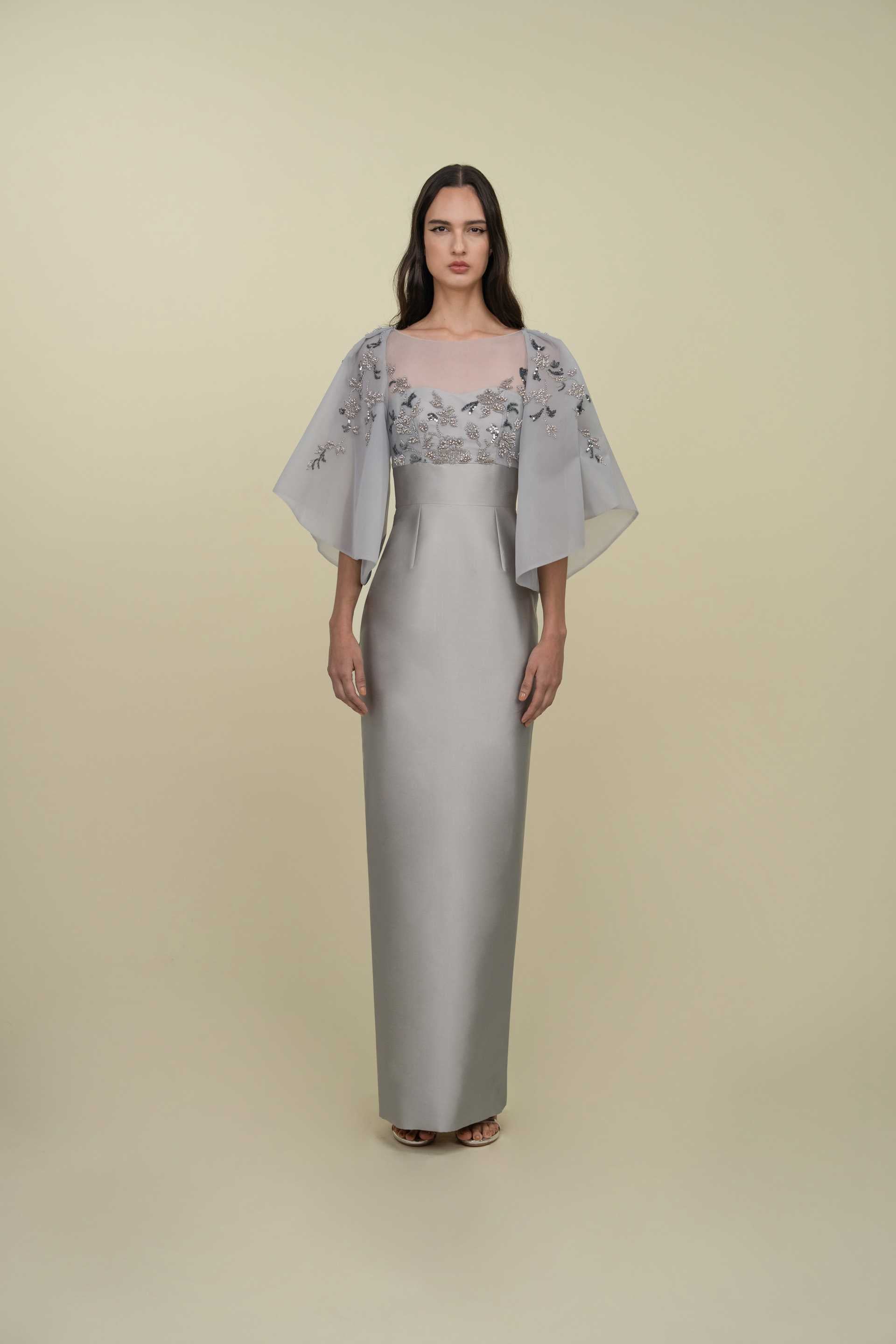 Tubino Gown With Beaded Bodice