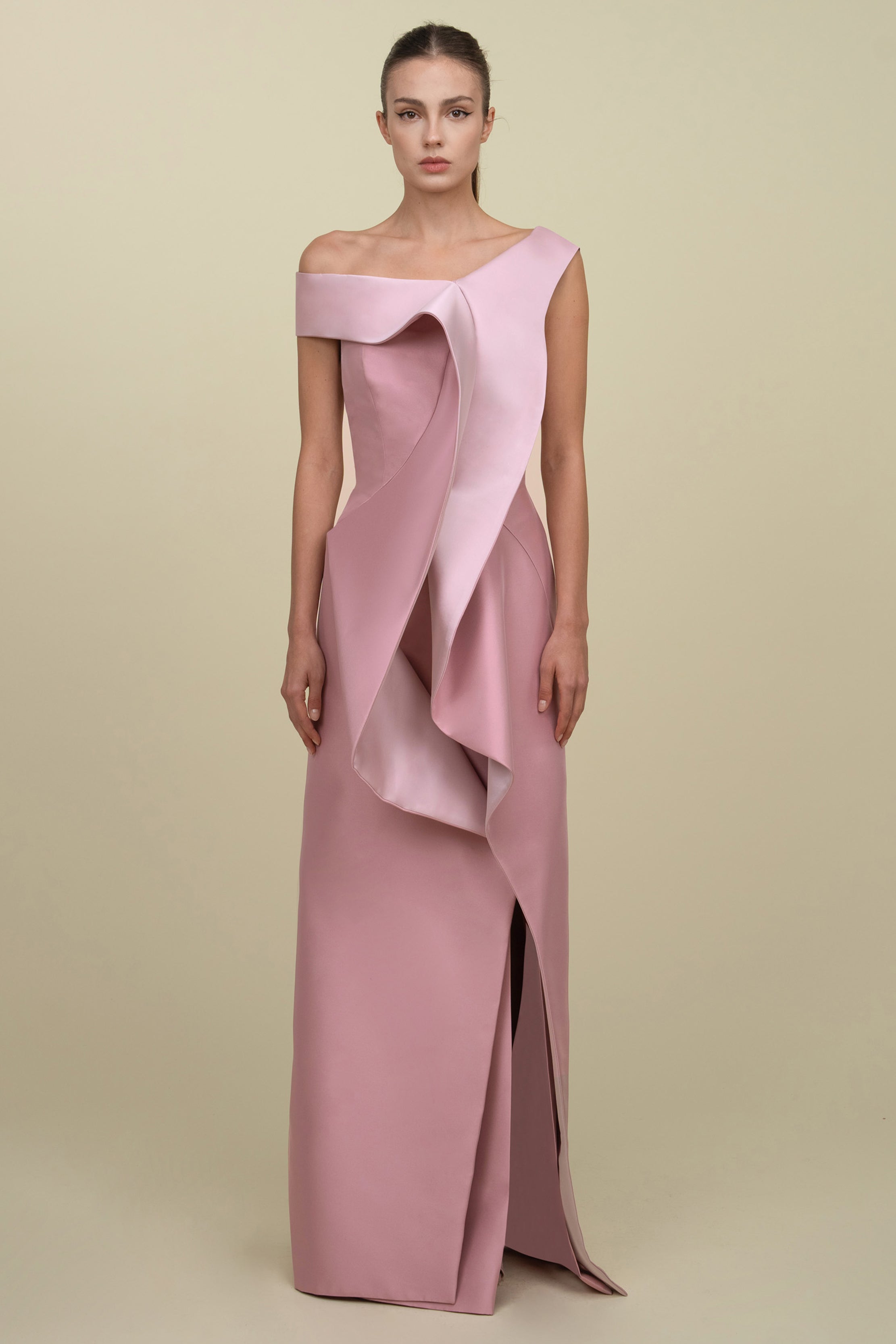 Off-Shoulder With Draped Panel Gown