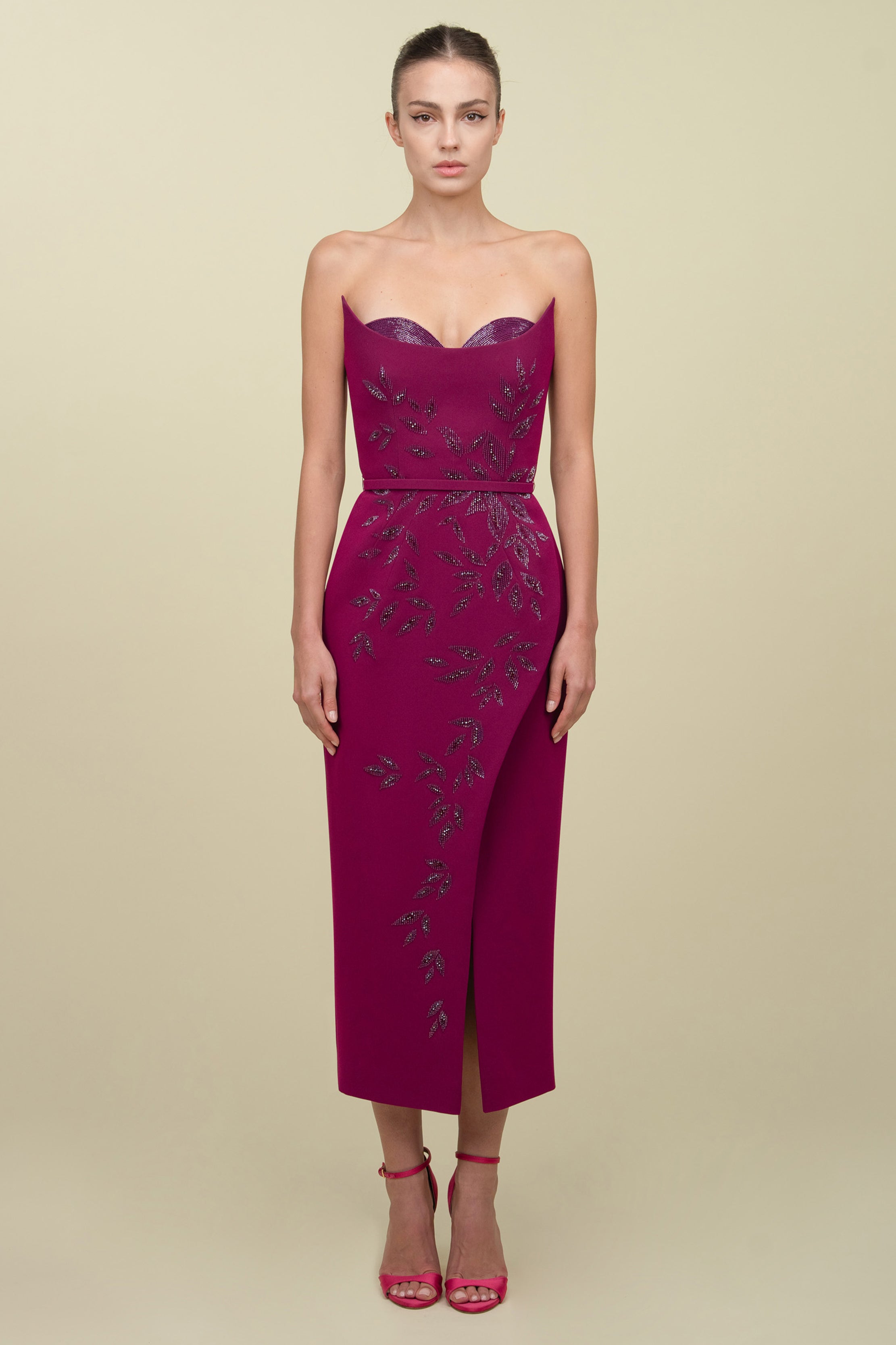 Strapless Overlap Beaded Dress