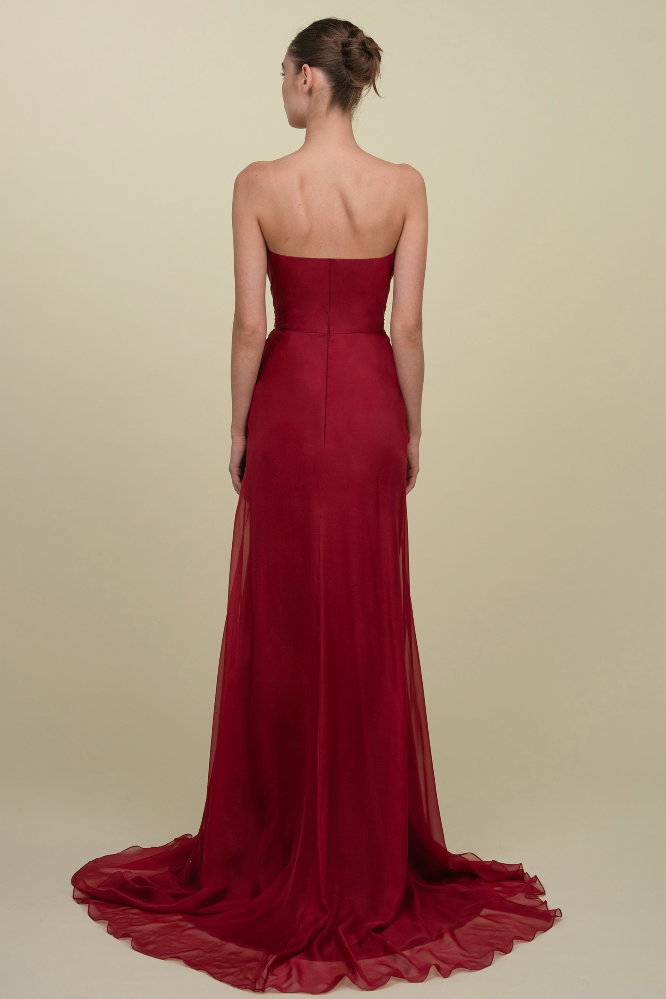 Draped Strapless Mousseline Gown