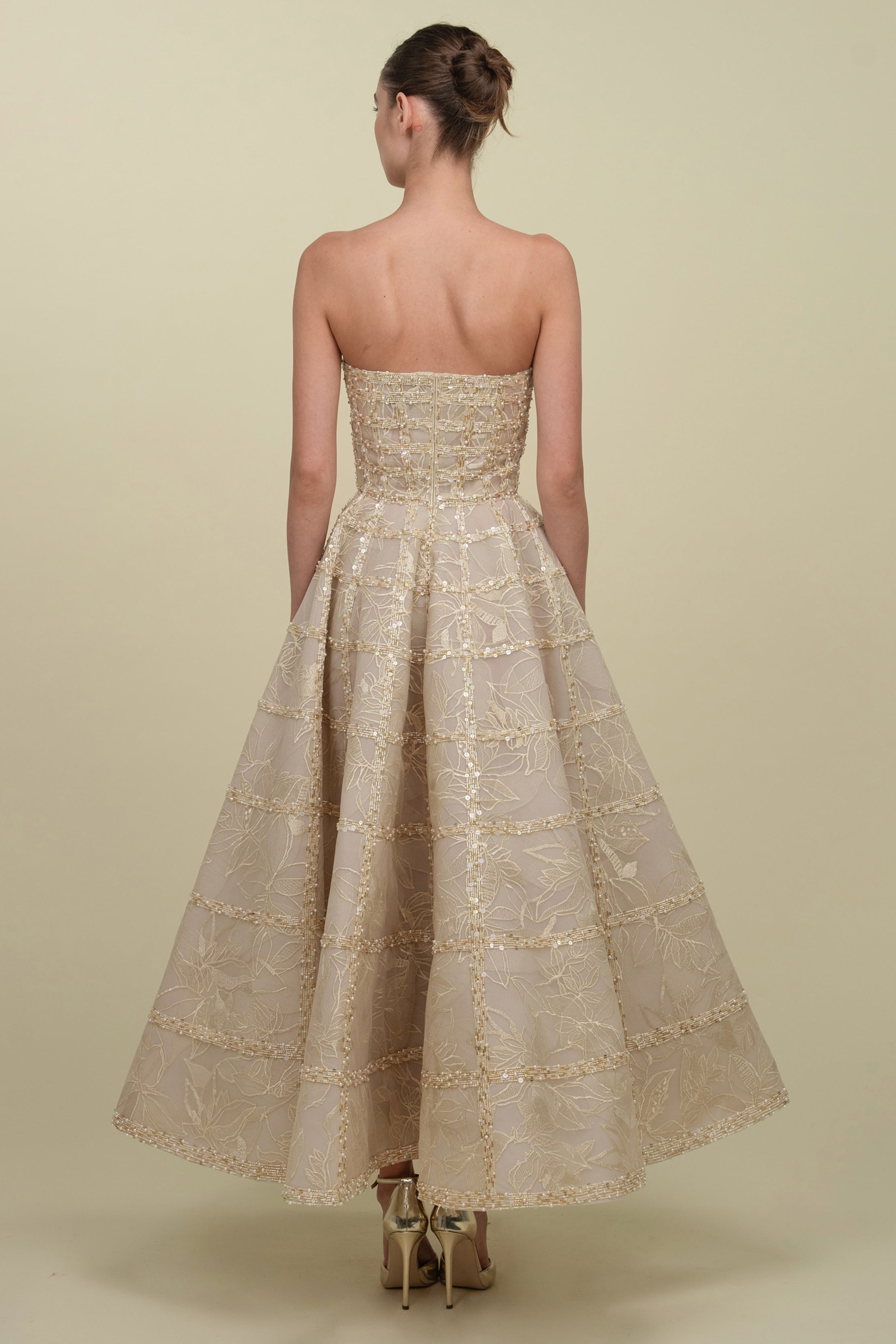 Strapless Embroidered Gown With a Voluminous Silhouette