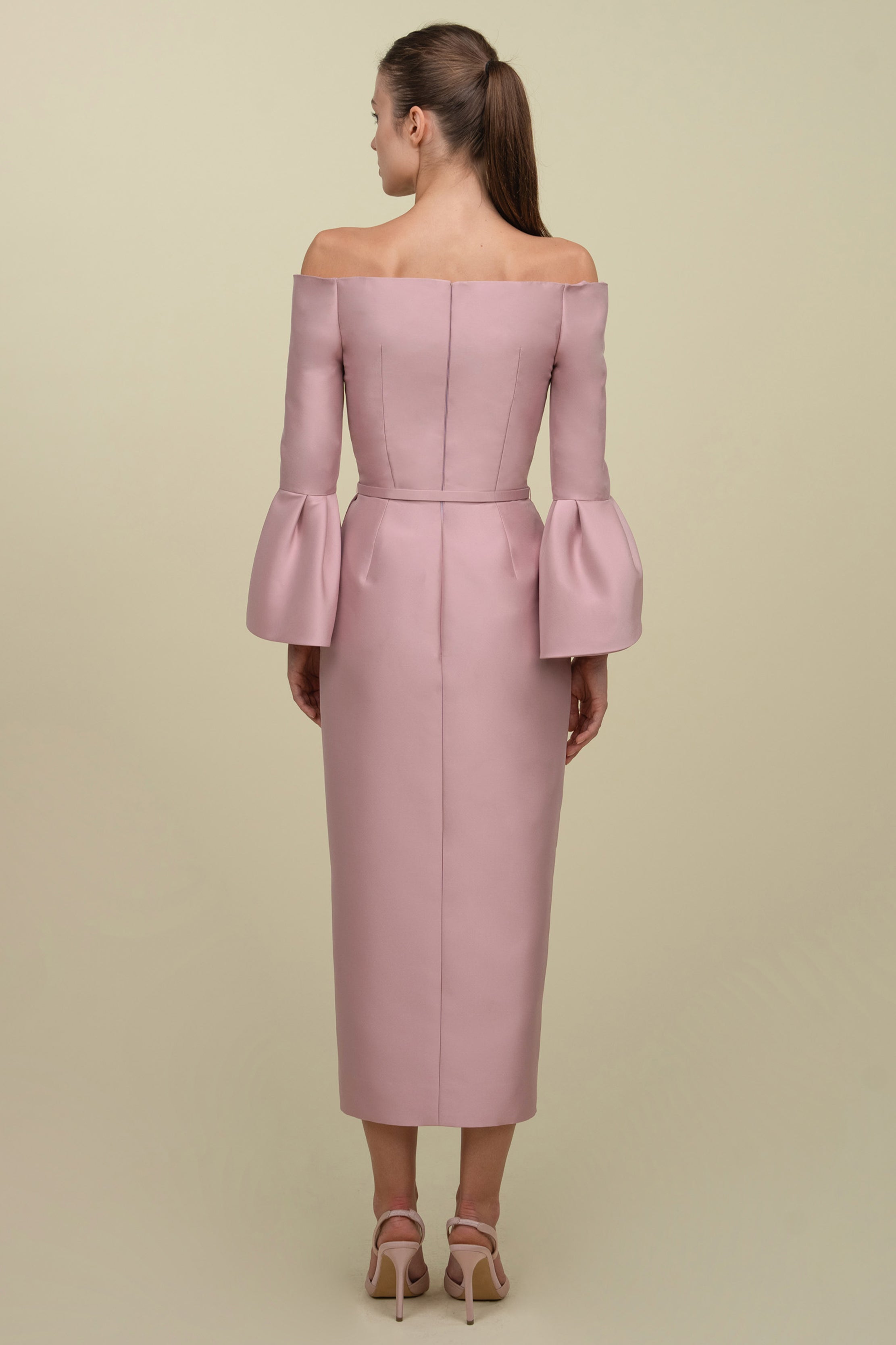 Off-Shoulder Dress With Cuffs Sleeves