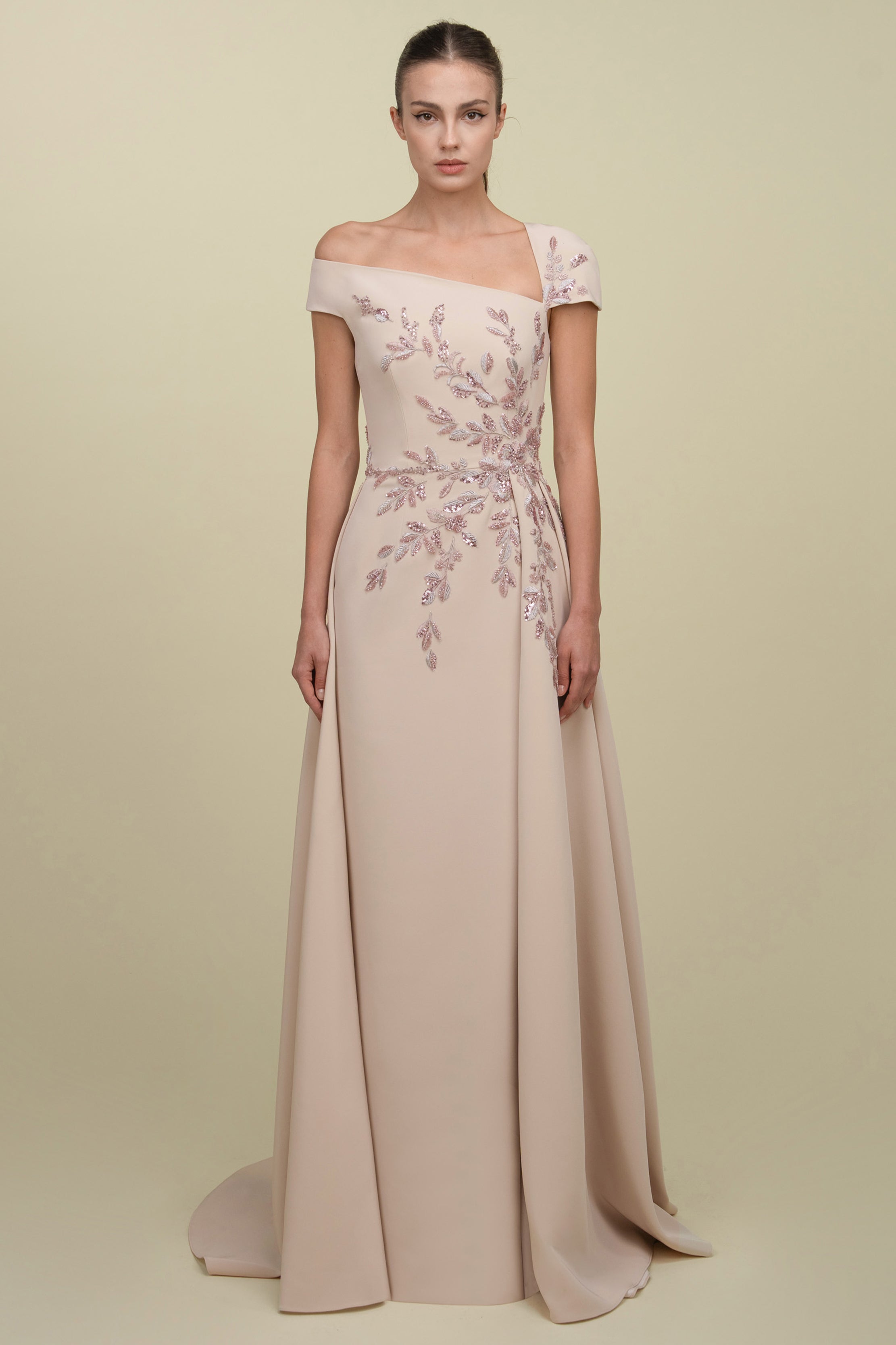 Asymmetrical Gown With Overskirt