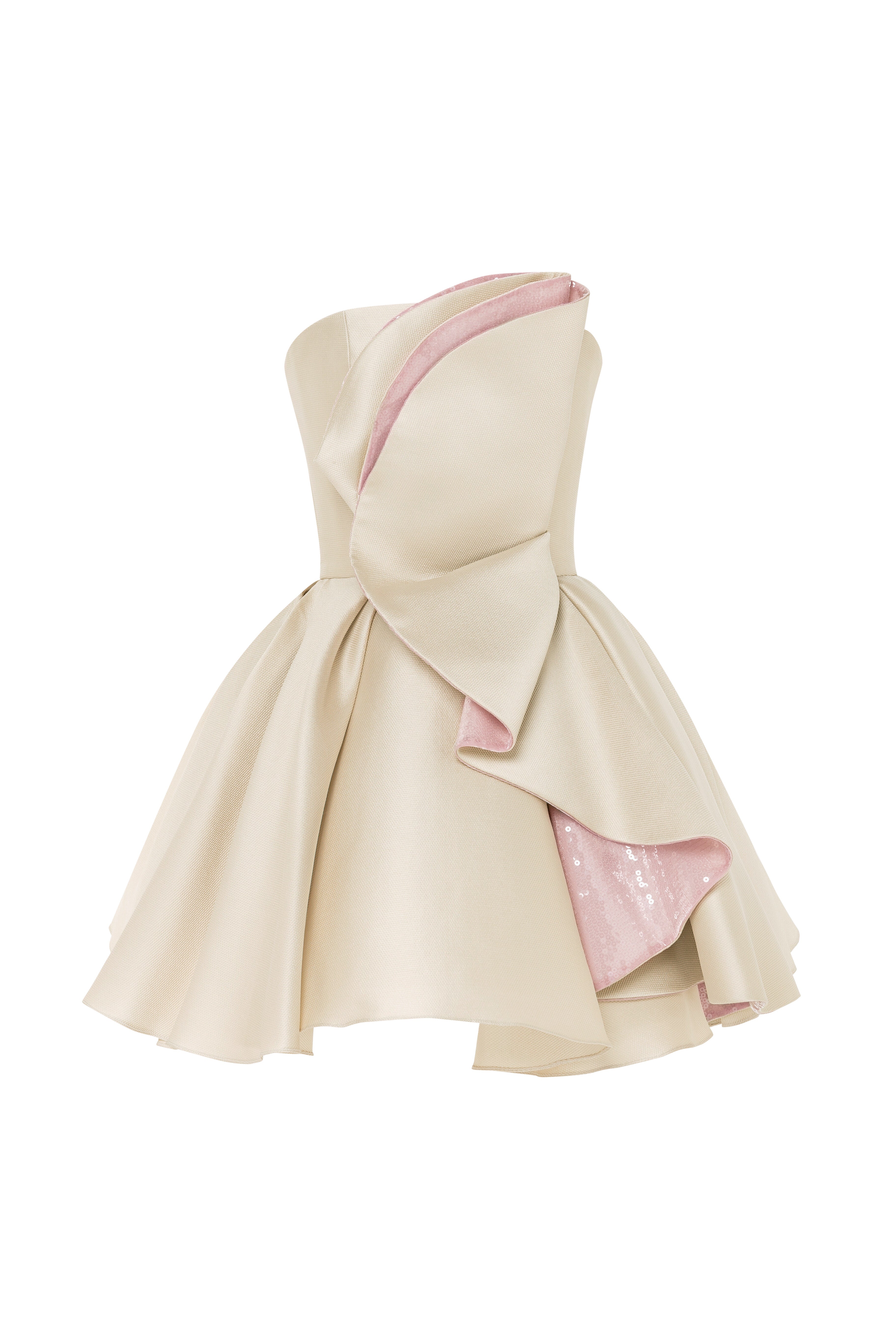 party dress, sculptural, colour block, mini dress, sequin mini dress, cram dress, strapless dress, ready to wear designer, evening dress Dubai, buy dress Dubai, fashion designer Dubai, SS24 collection, Spring summer collection, gala dress