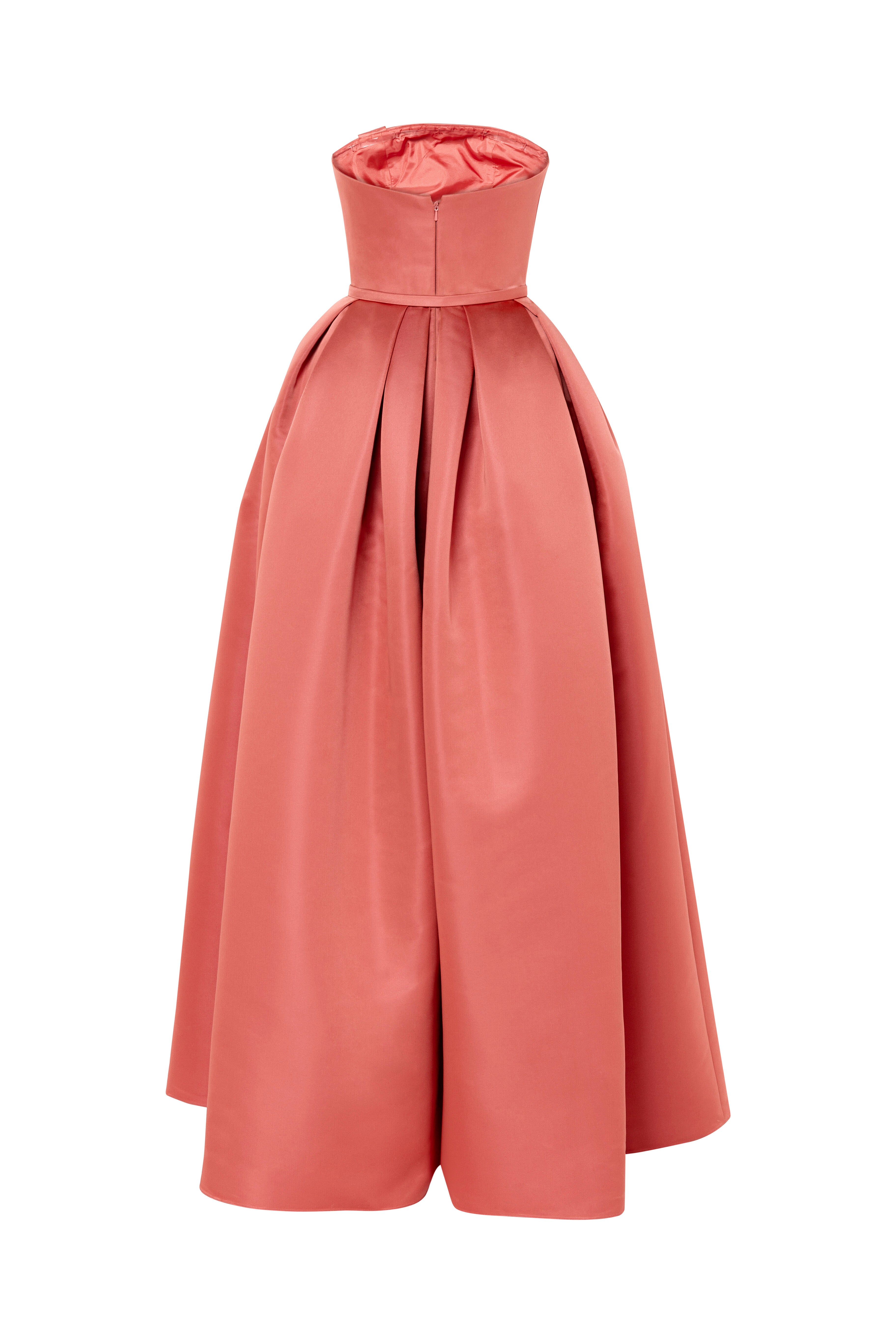 ballgown, bridemaids dress, red dress, strapless dress, pleated dress, full length, long dress, princess dress, maxi dress, evening dress, dress with pockets, red carpet dress, ready to wear designer, evening dress Dubai, buy dress Dubai, fashion designer Dubai, SS24 collection, Spring summer collection, gala dress