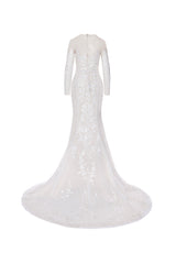 Mermaid lace long sleeves wedding dress
