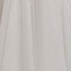 Luxury V-neckline tulle wedding gown with shimmery beads