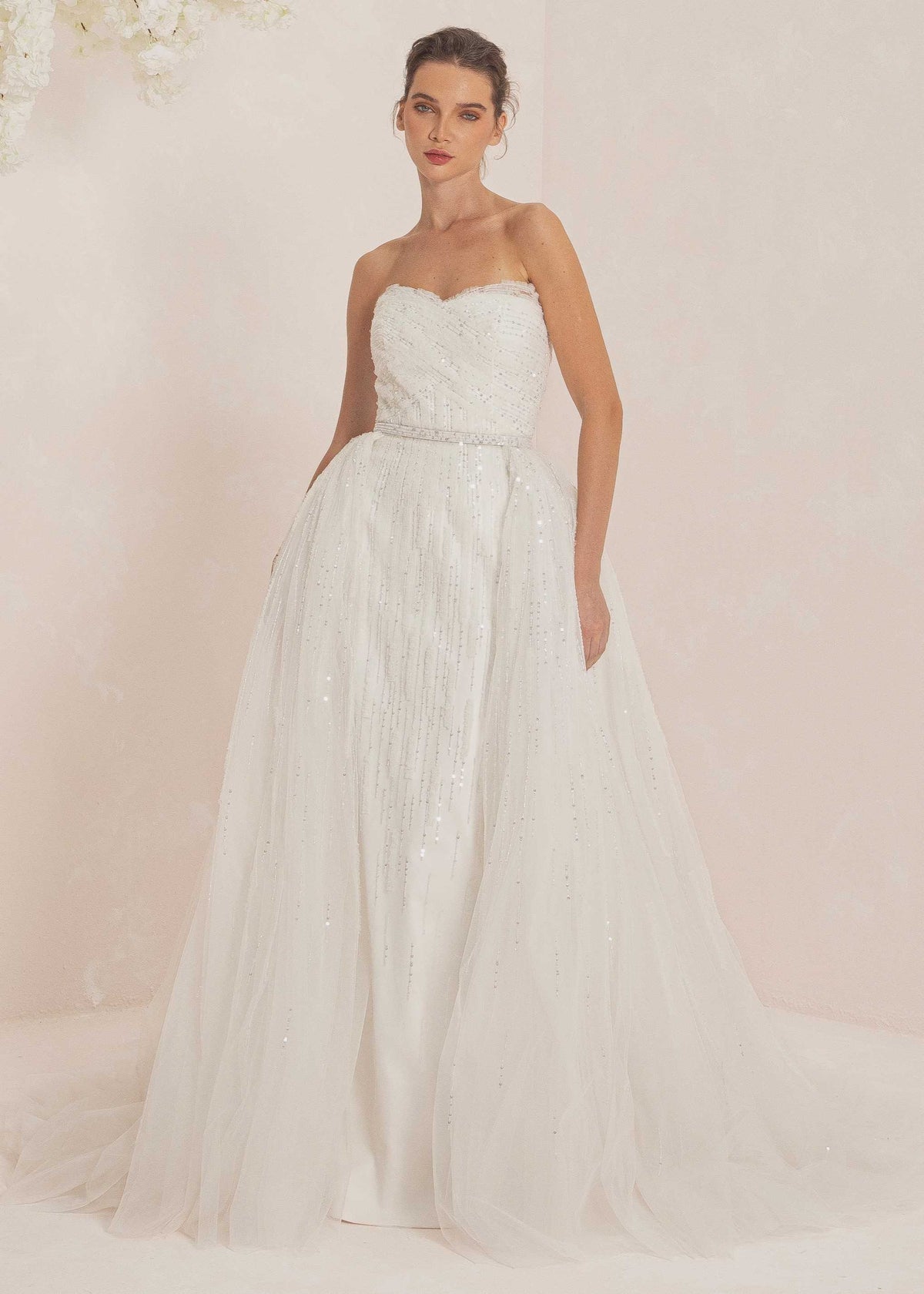 Tubino Gown Lavishly Embellished With Overskirt