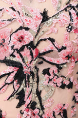 Floral halter-neck embroidered dress