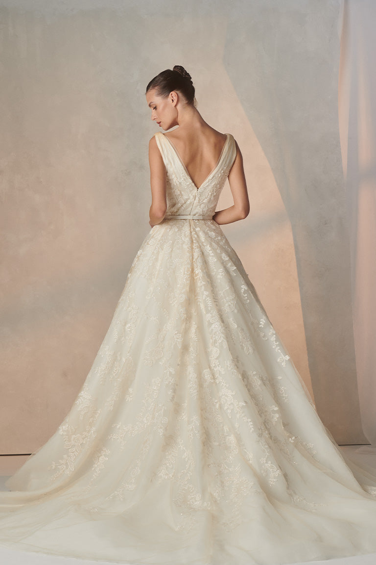 Floral Laced Big Volume Wedding Dress