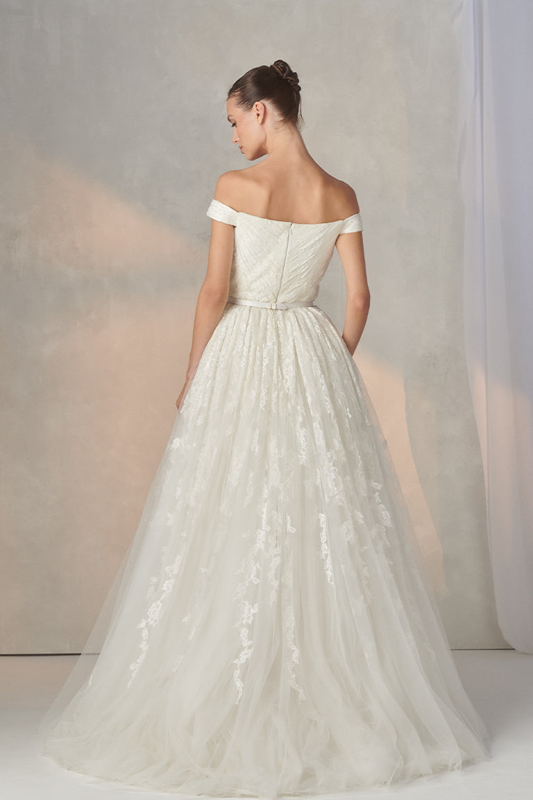 Full Lace Mermaid Wedding Dress With Volume Overskirt