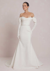 Mermaid Gown With Draped Sleeves And Gloves