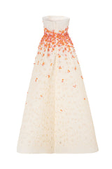 Voluminous Embroidered Floral Dress With Intricate Multi-Coloured Beadwork