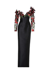 Tubino Dress With Multi-Coloured Floral Embroidery