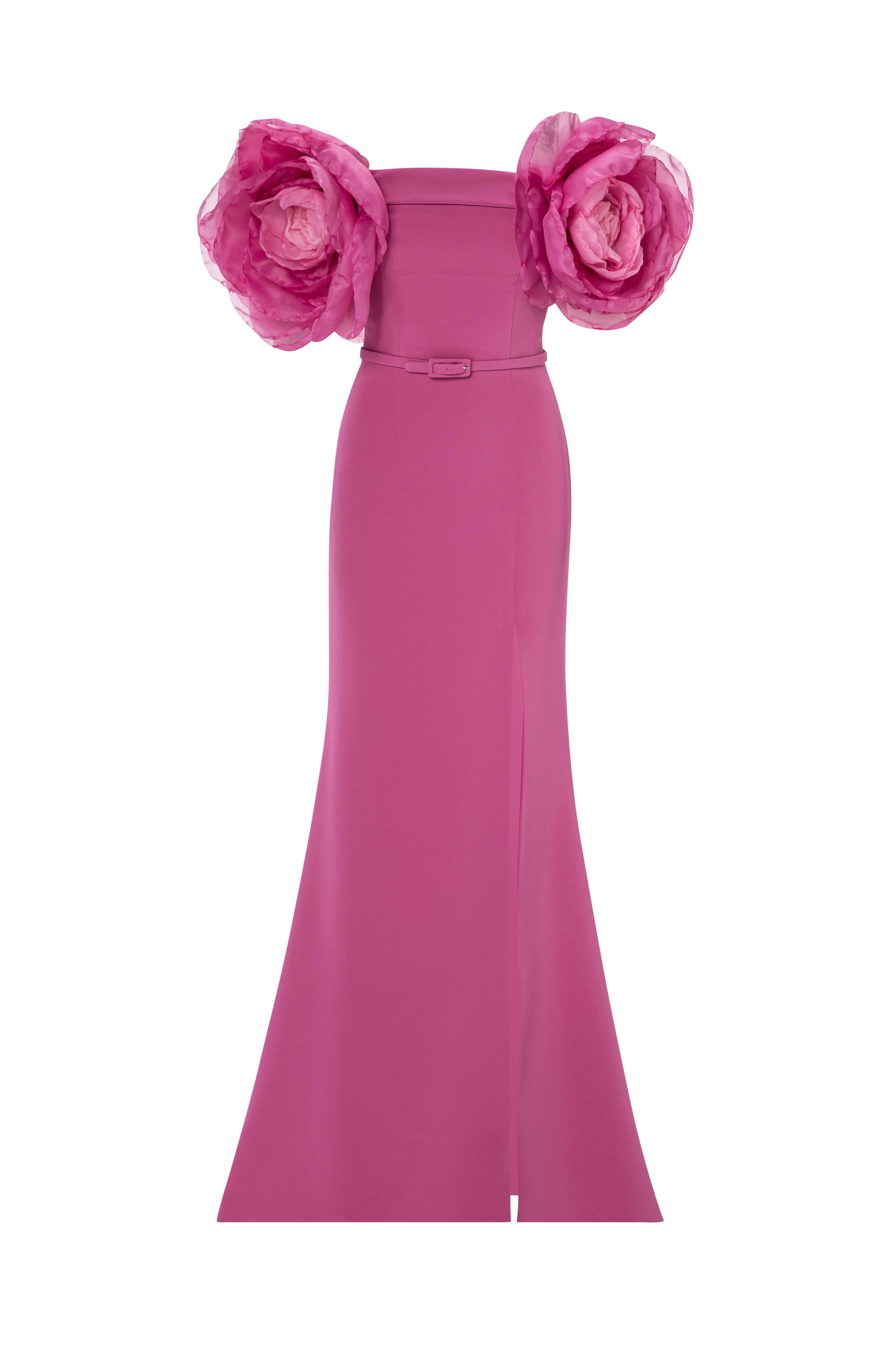 Off-Shoulder Mermaid Gown With High Slit And Long Dramatic Gloves