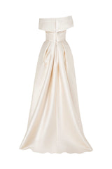 Fully Beaded Dress With Asymmetric Draped Top And Overskirt