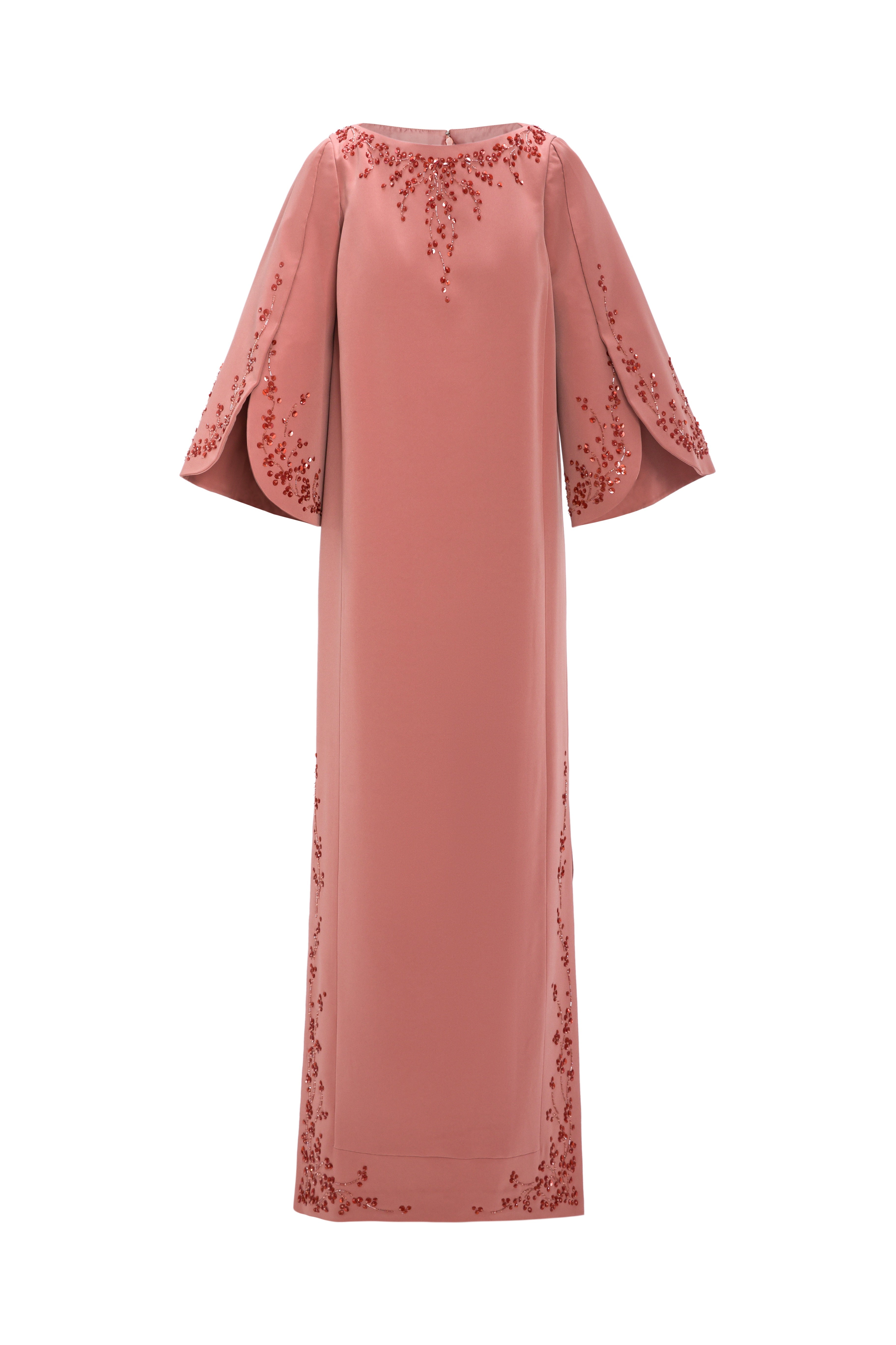 Column Gown With Beadwork