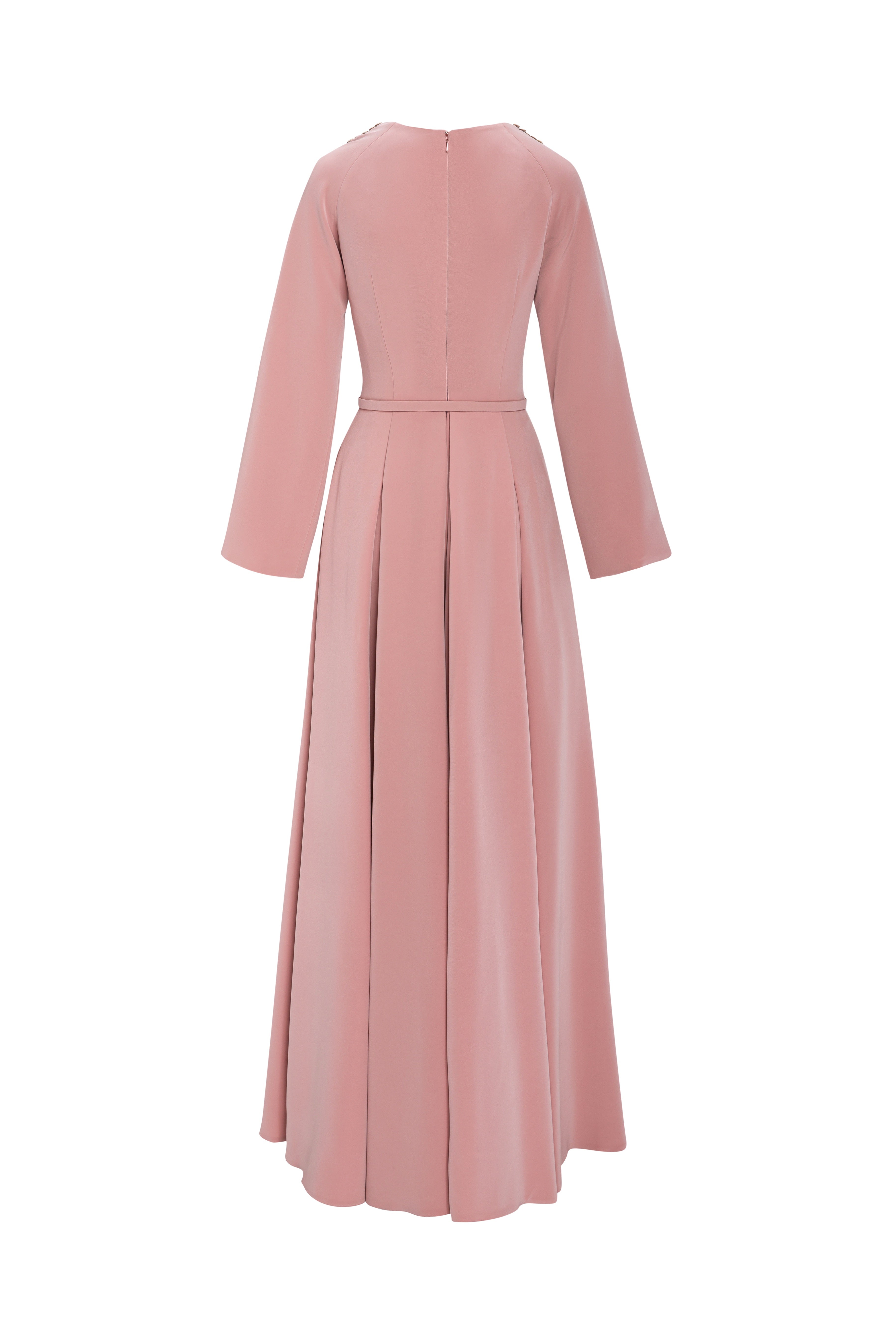 Floor Length gown with Buttoned Bishop Sleeves