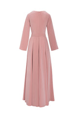 Floor Length gown with Buttoned Bishop Sleeves