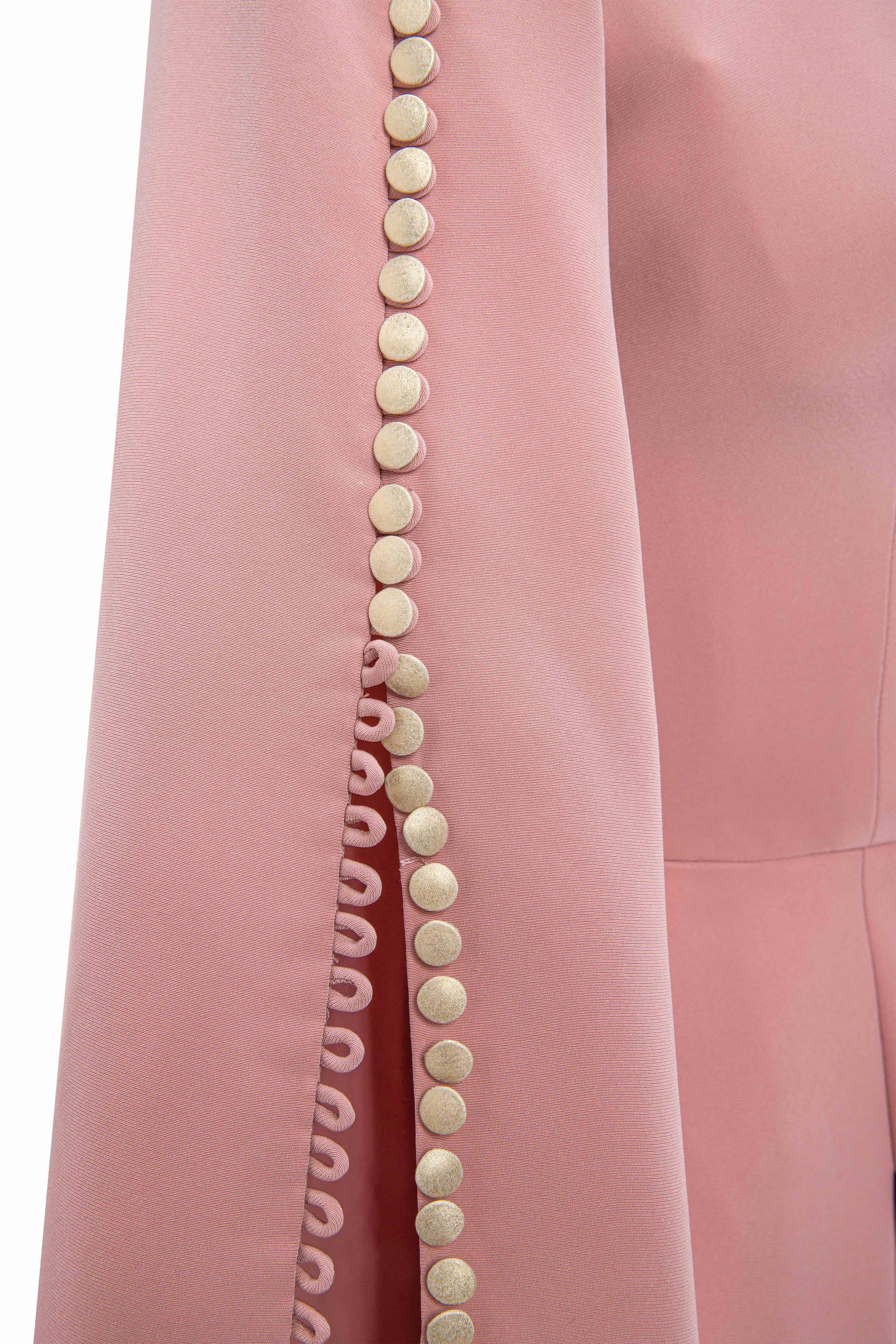 Floor Length gown with Buttoned Bishop Sleeves