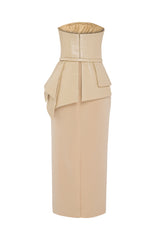 Strapless Dress With Asymmetric Structured Peplum