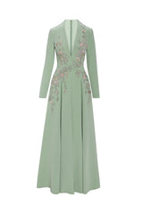 A-Line Paneled Gown With Embroidery