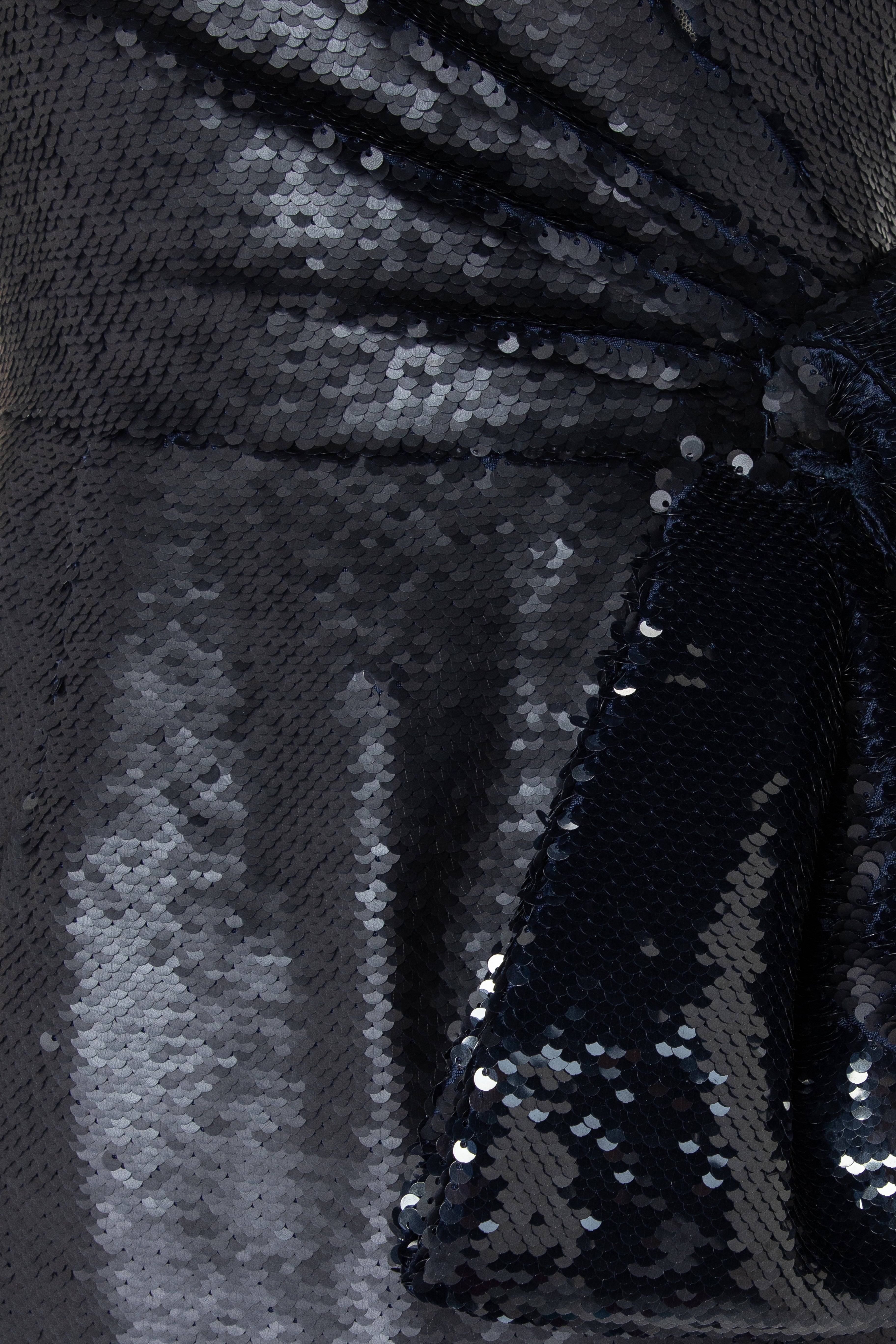 One-Shoulder Sequined Gown With Draped Bows