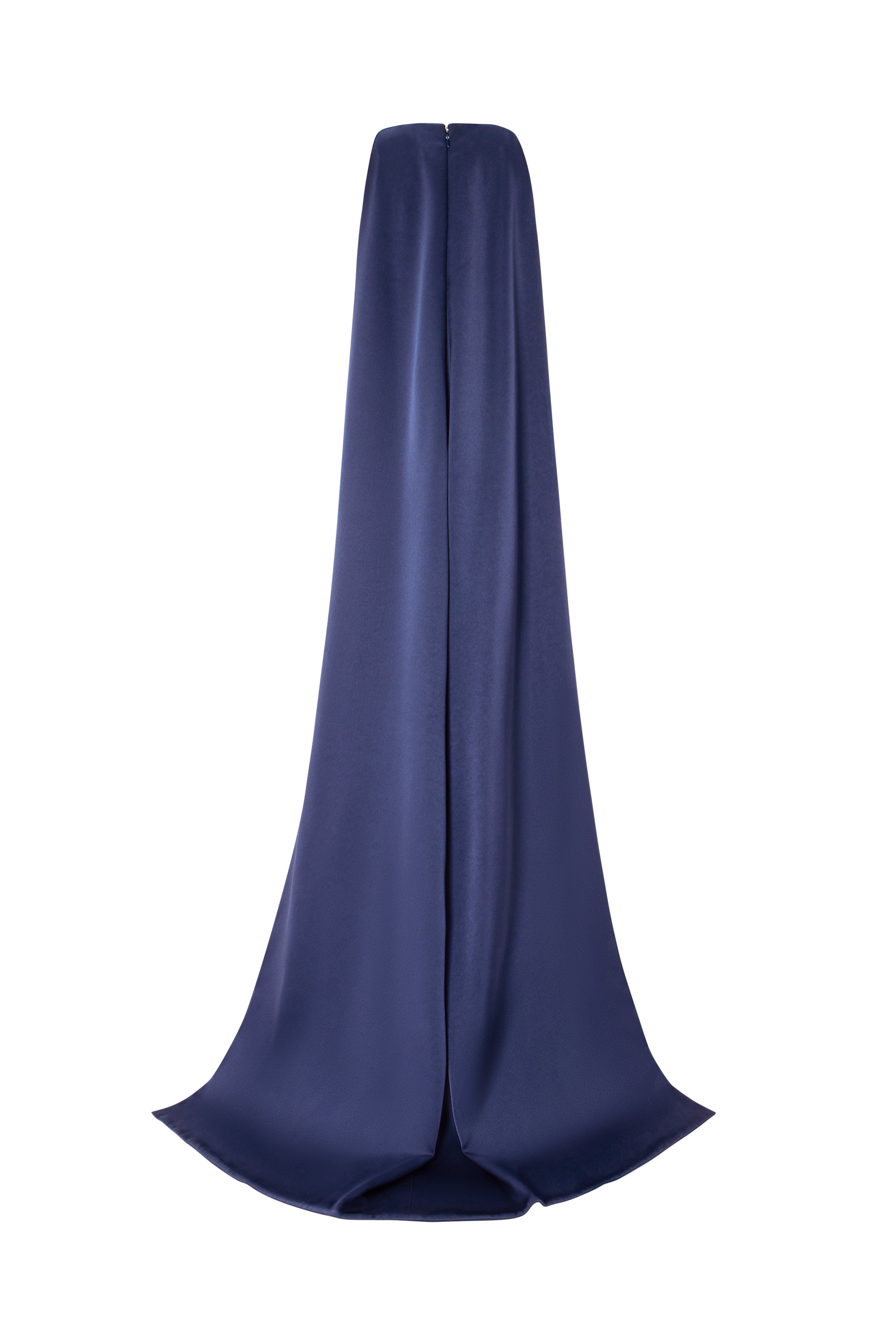 Beaded Gown With Triangular Keyhole And Cape