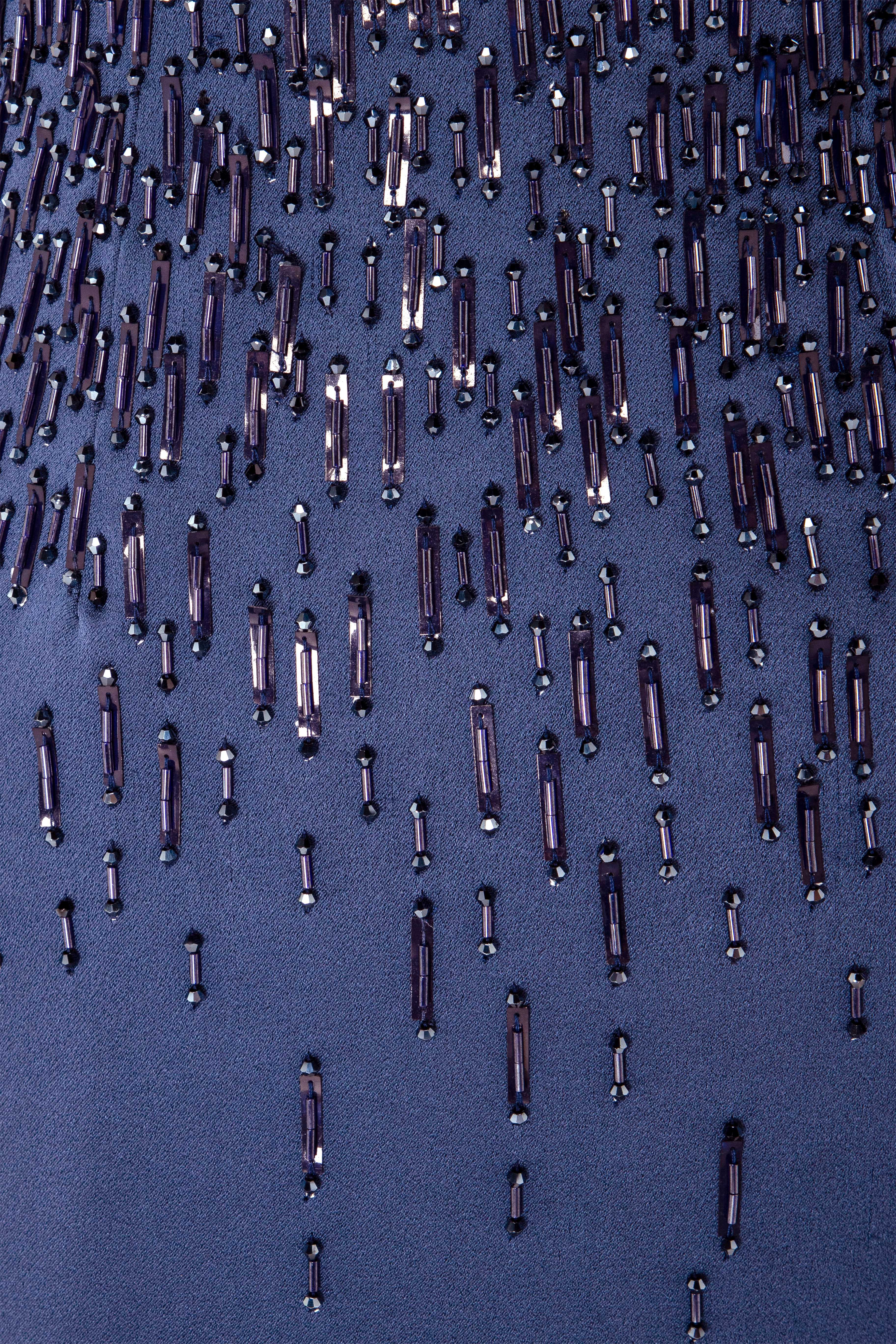 Beaded Gown With Triangular Keyhole And Cape