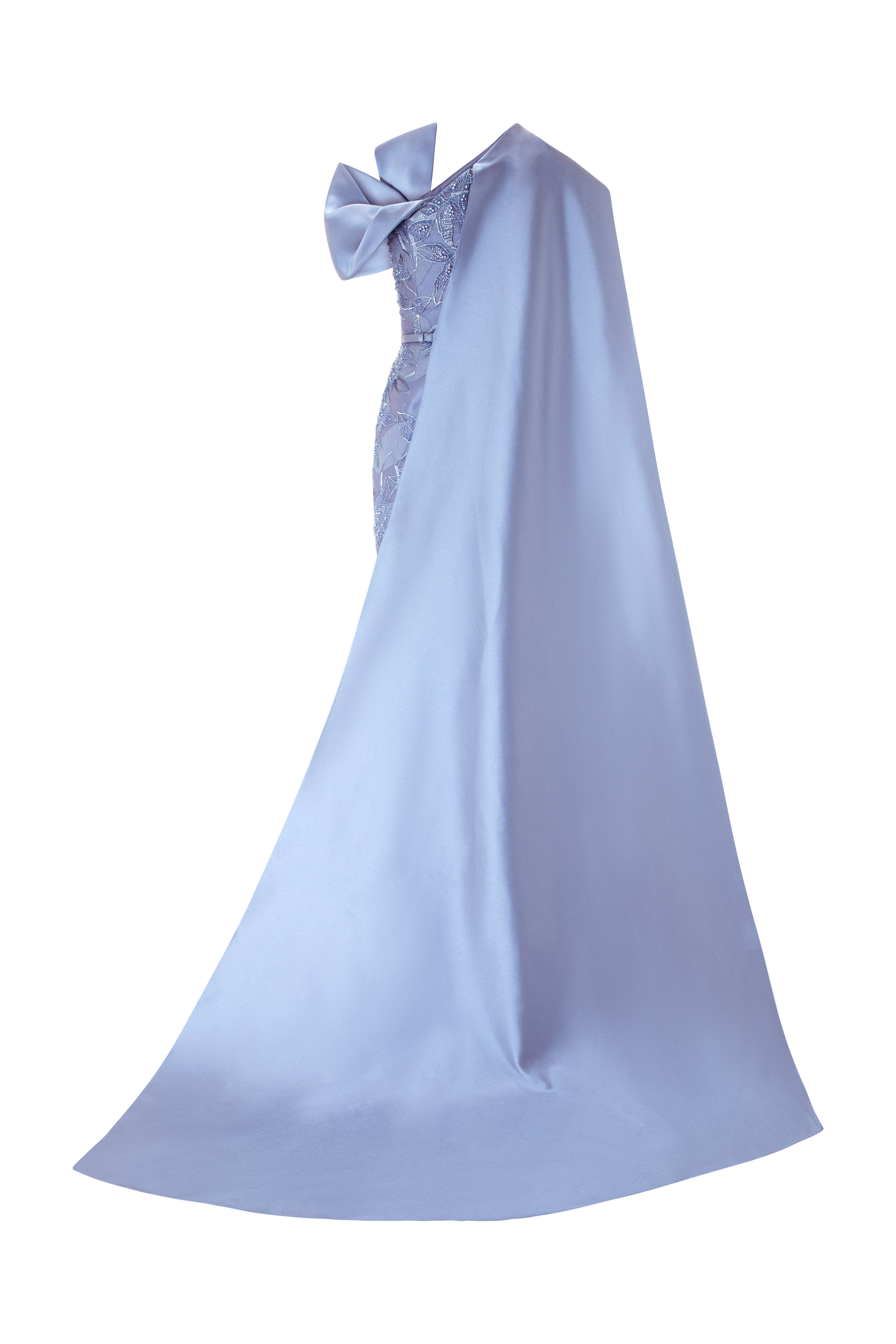 Embroidered gown with a cape