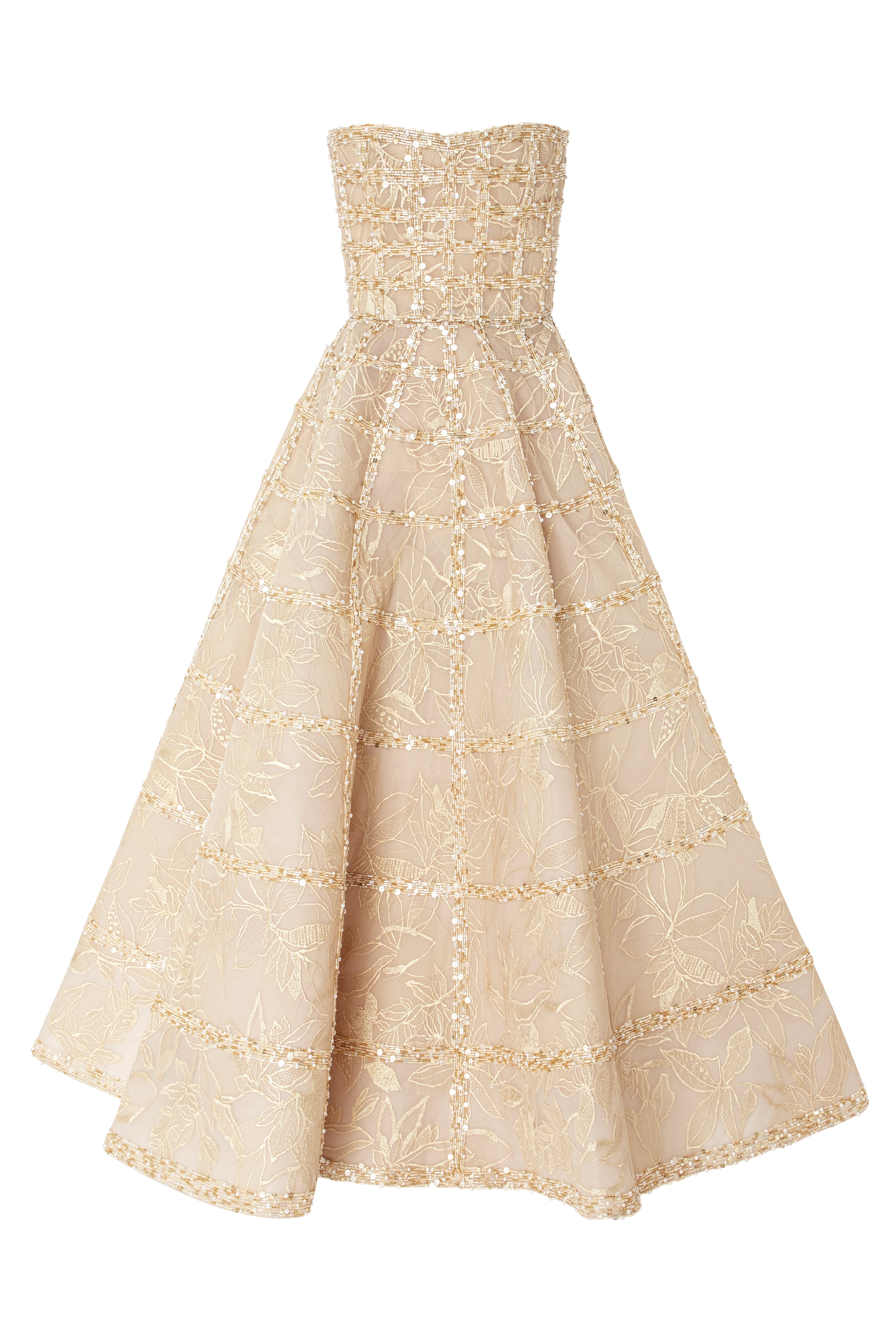 Strapless Embroidered Gown With a Voluminous Silhouette