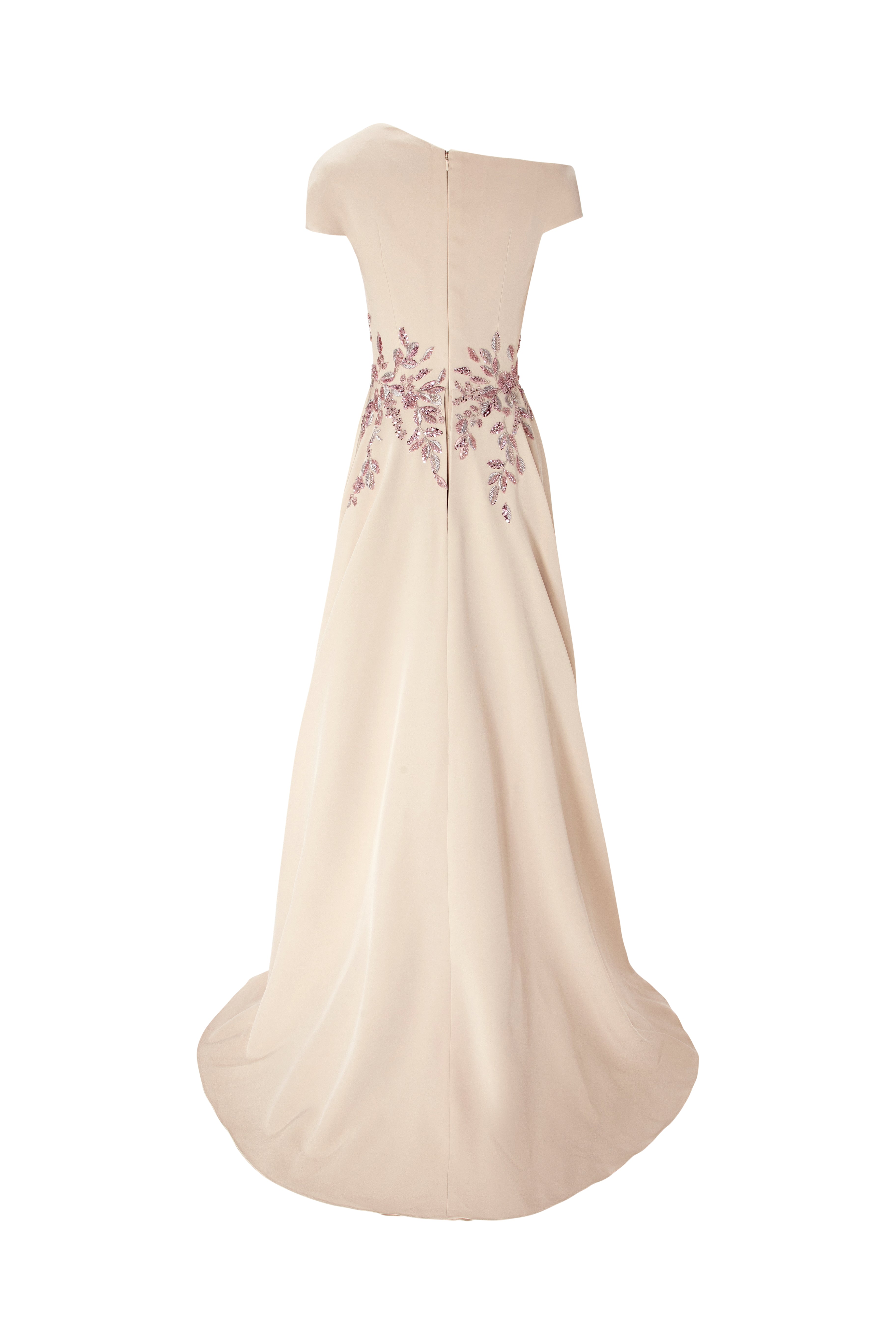 Asymmetrical Gown With Overskirt - Luxury Evening Dress | Rami Al Ali Champagne / FR 36 - Preorder Asymmetrical Gown With Overskirt - Luxury Evening Dress | Rami Al Ali Champagne / FR 36 - Preorder