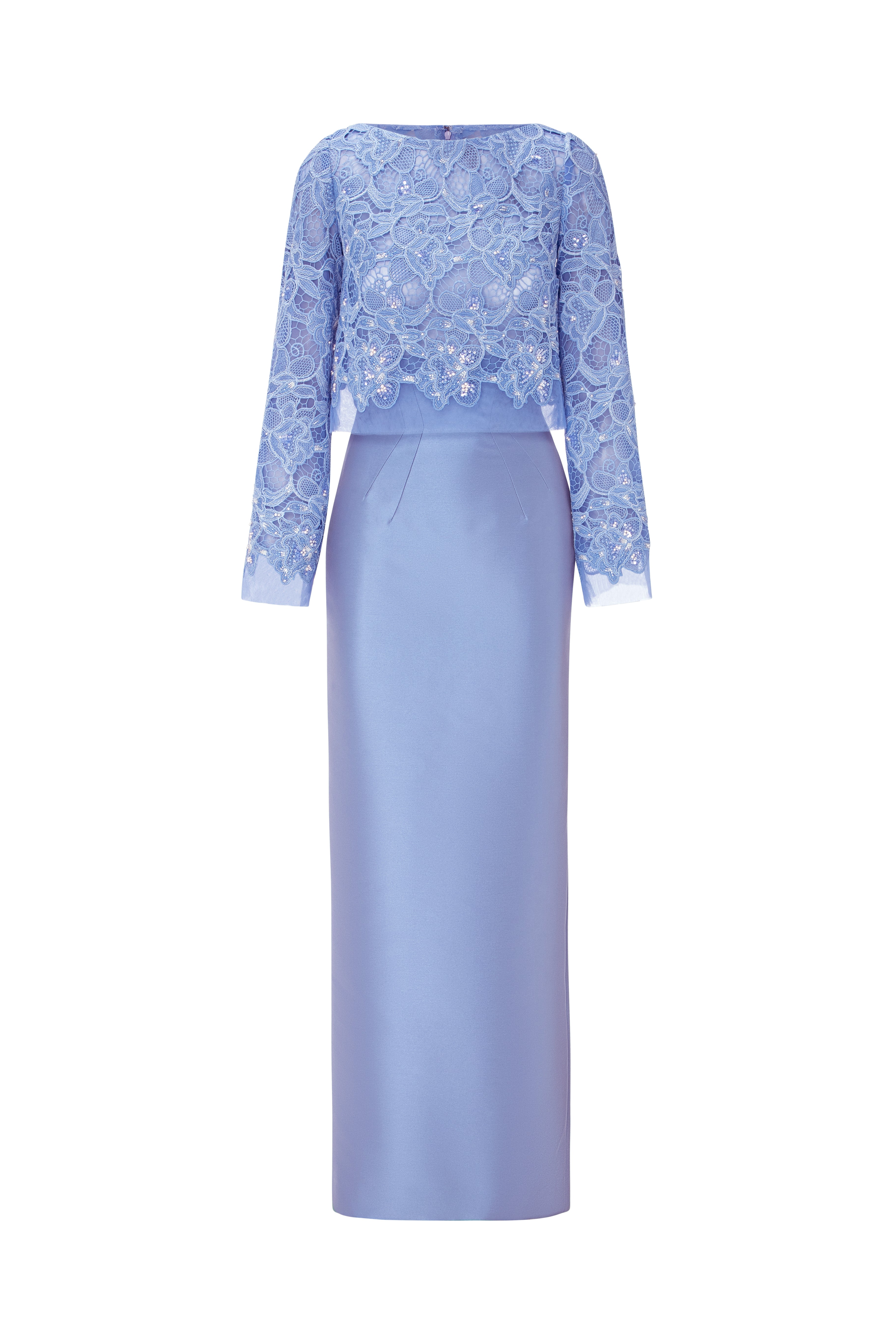 Lace Top Paired With Structured Mikado Skirt