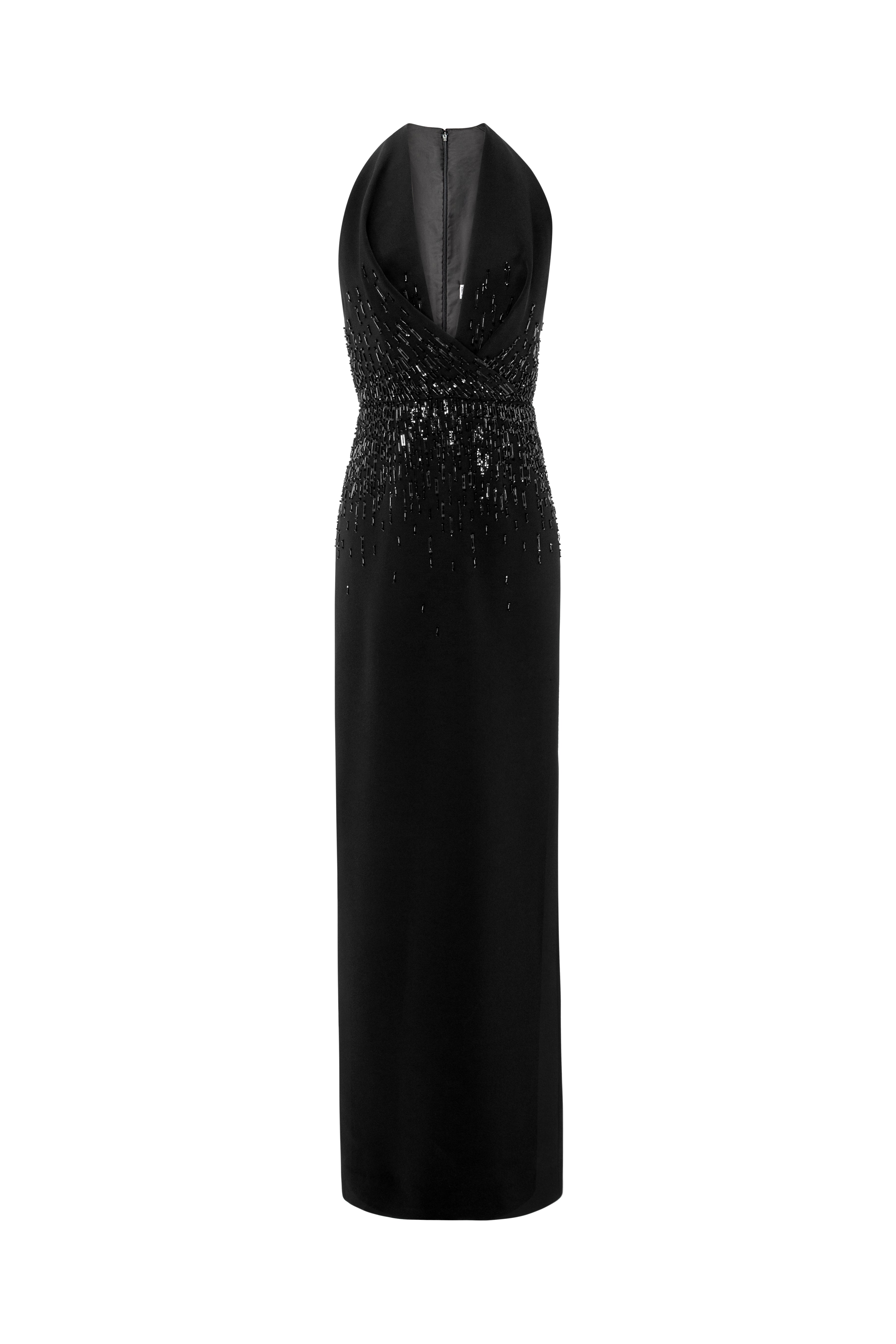 Draped Halter-Neck Gown Adorned With Beadwork