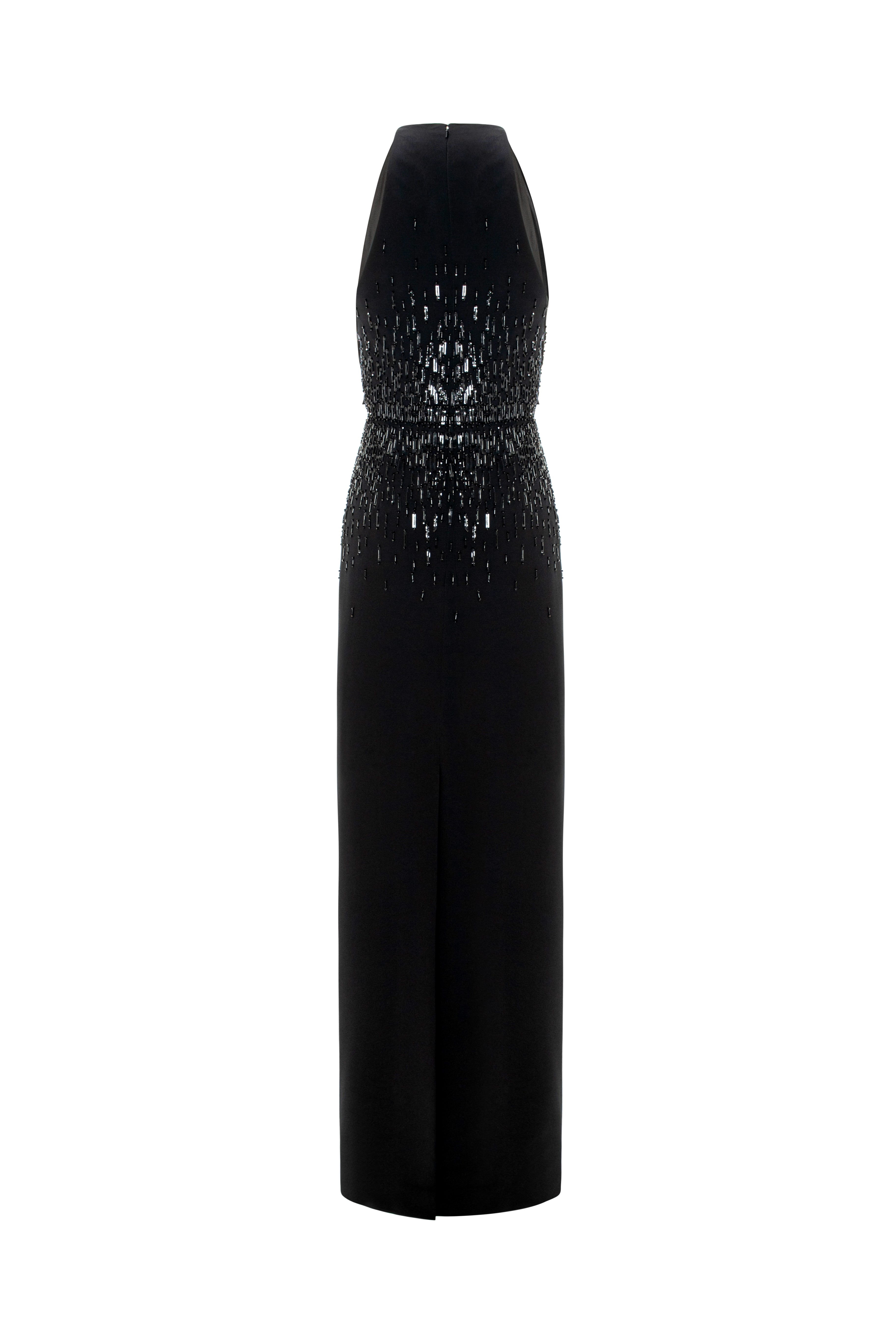 Draped Halter-Neck Gown Adorned With Beadwork