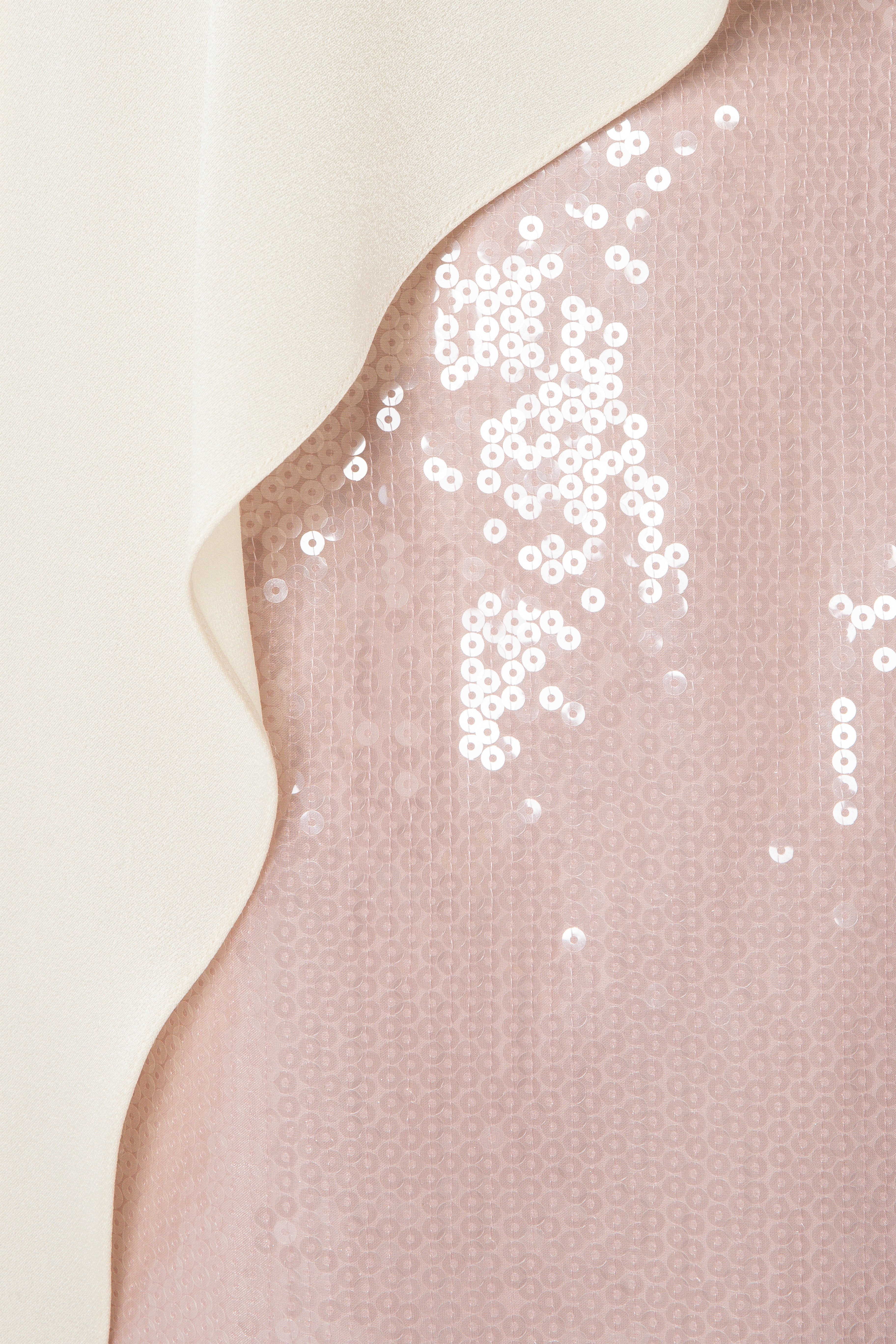 Sequin Tubino Dress With Asymmetrical Cape Overlay.