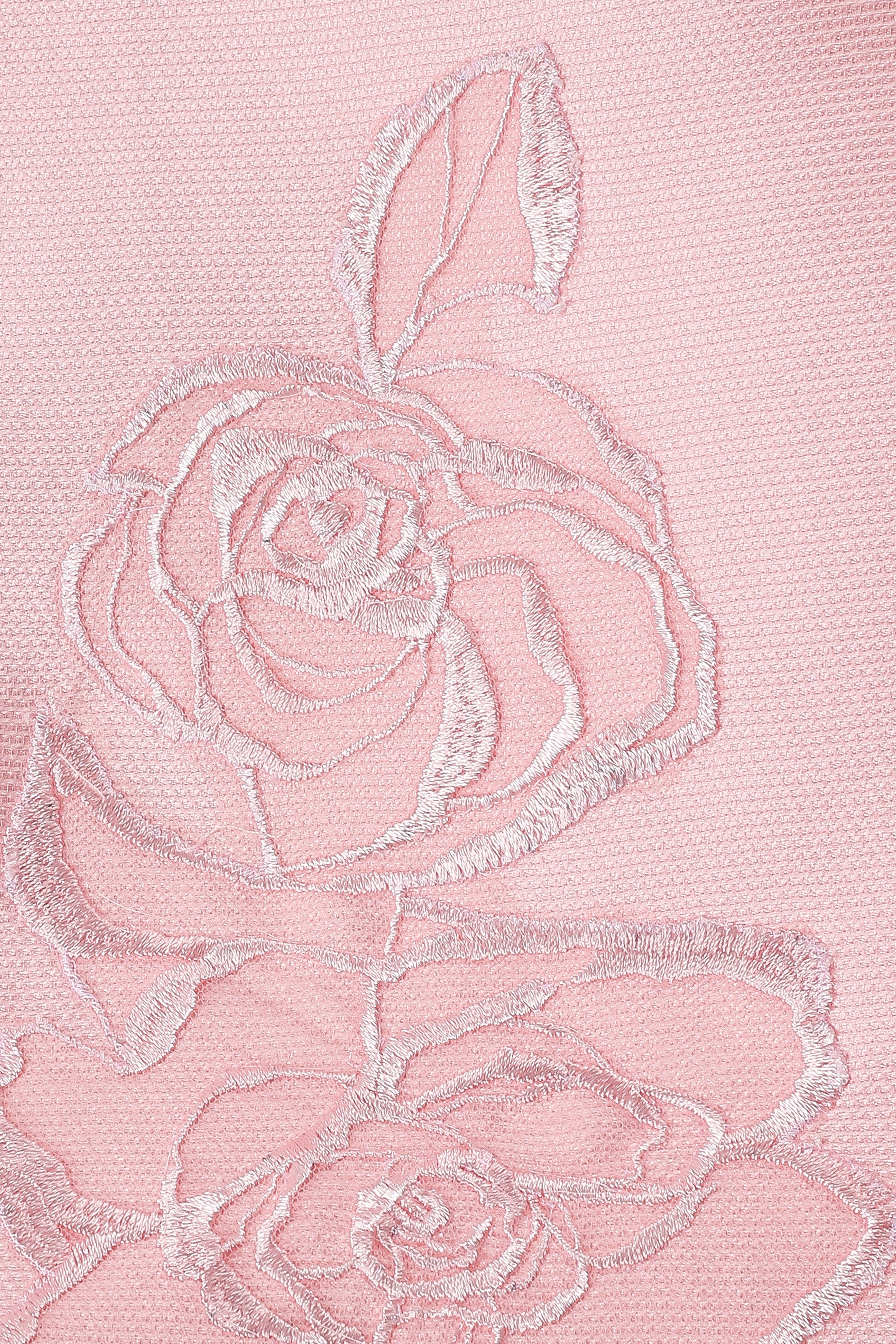 Strapless Gown With Twisted Bodice And Embroidered Skirt.