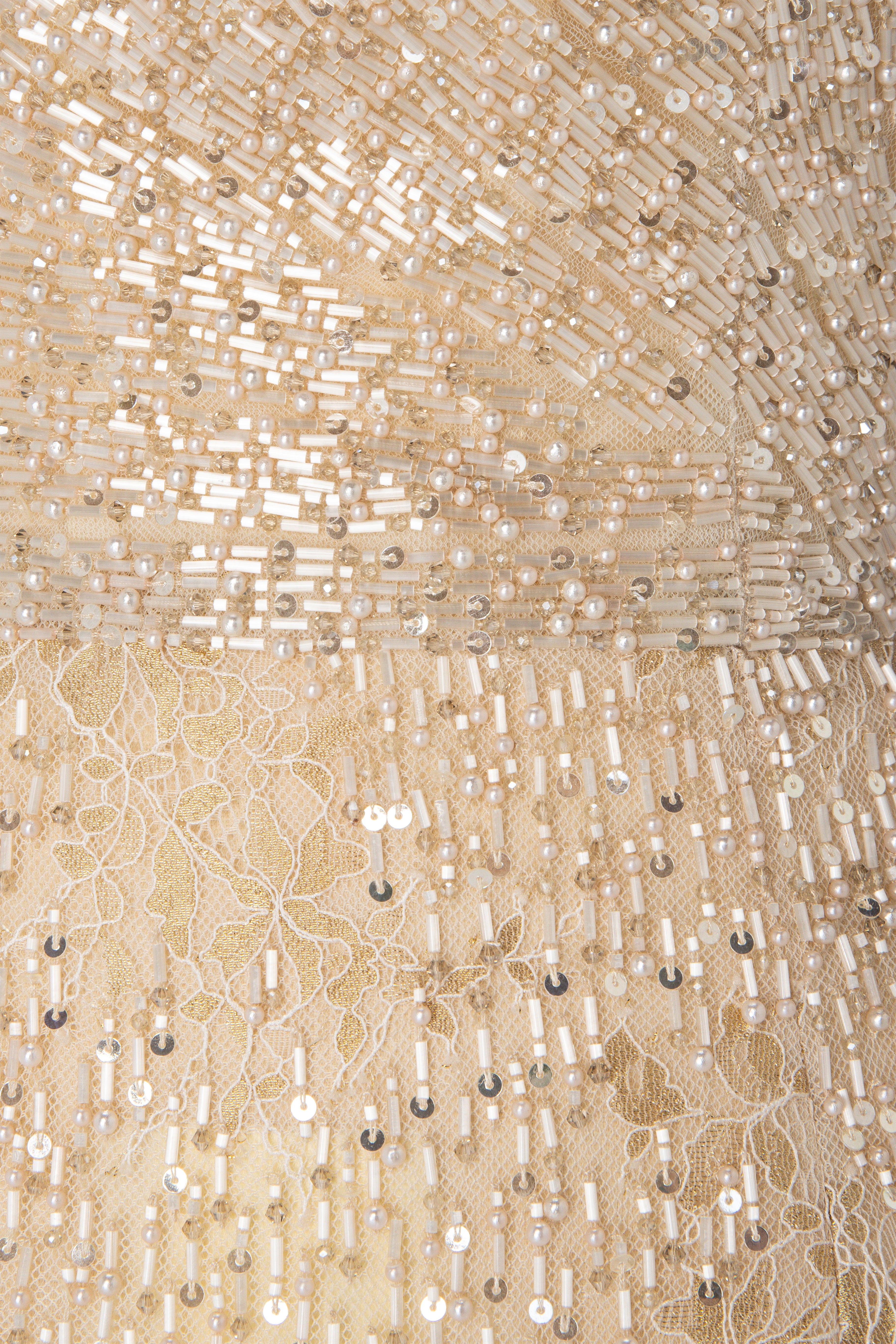 Strapless Fully Beaded Lace Dress