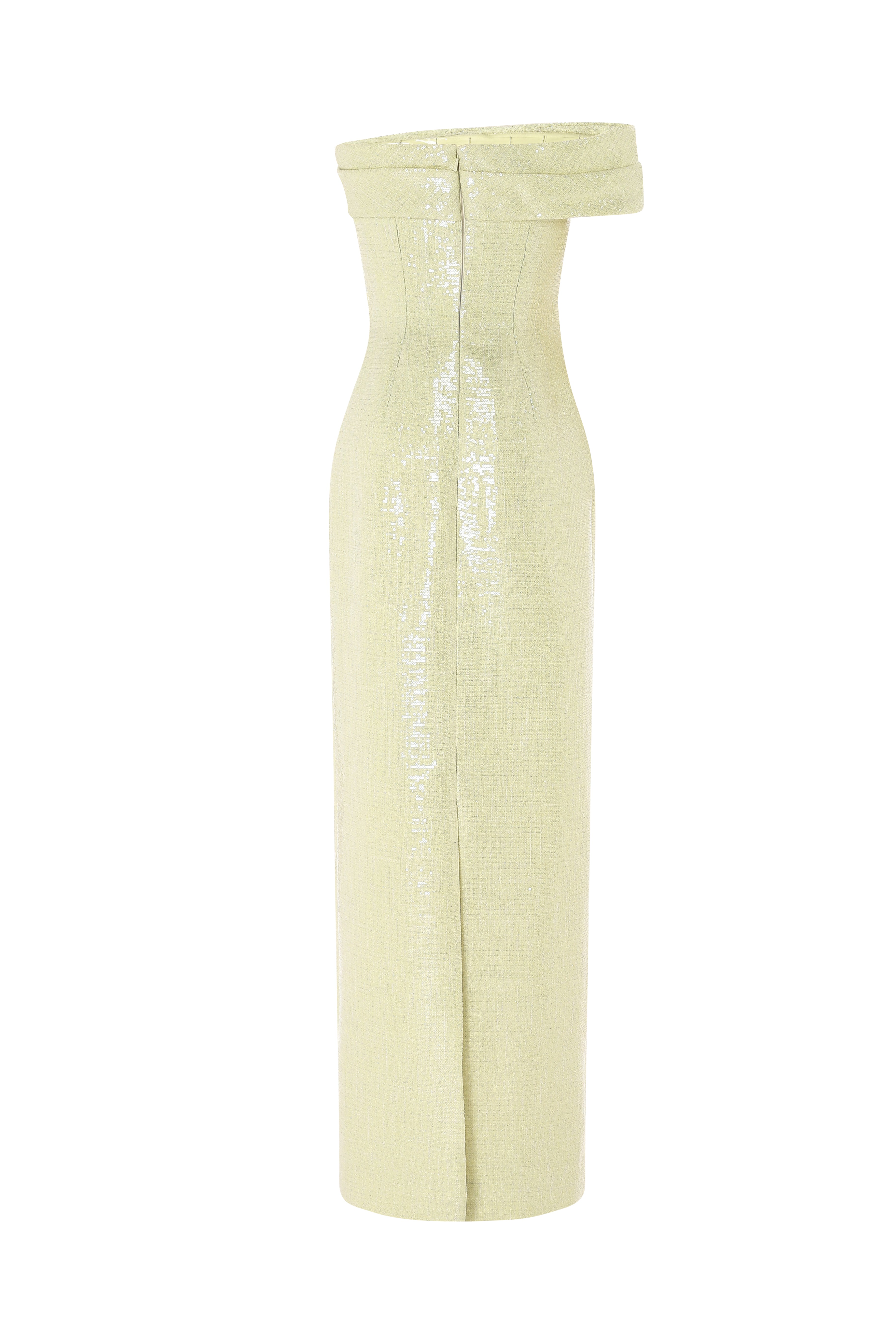 Strapless Sequin Tubino Dress With Bow And Fringe Detail.