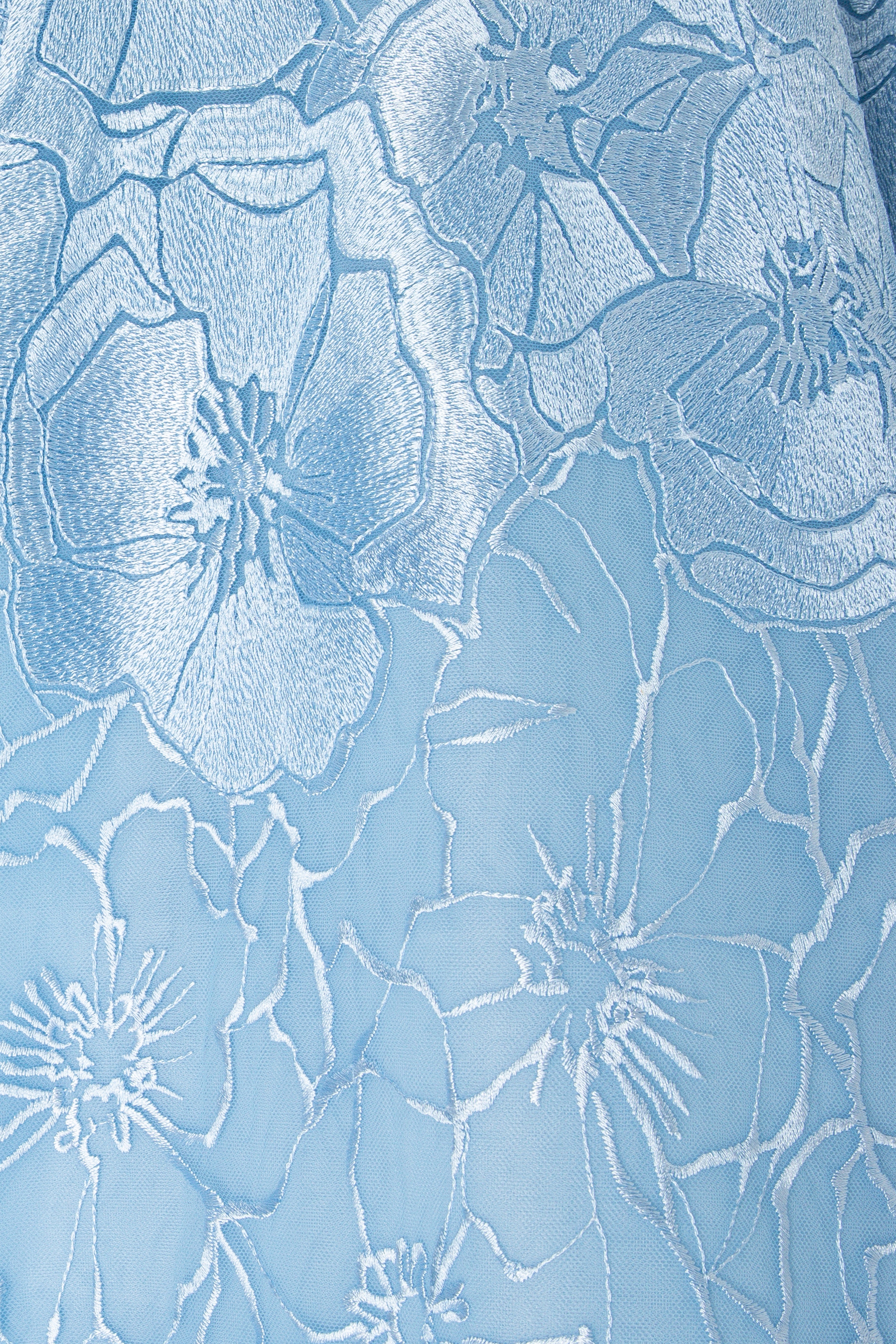 Voluminous Tea-Length Floral Dress With Sweetheart Neckline.