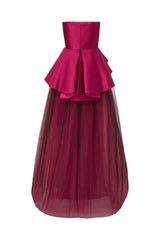 Royal strapless ball gown with extravagant satin top
