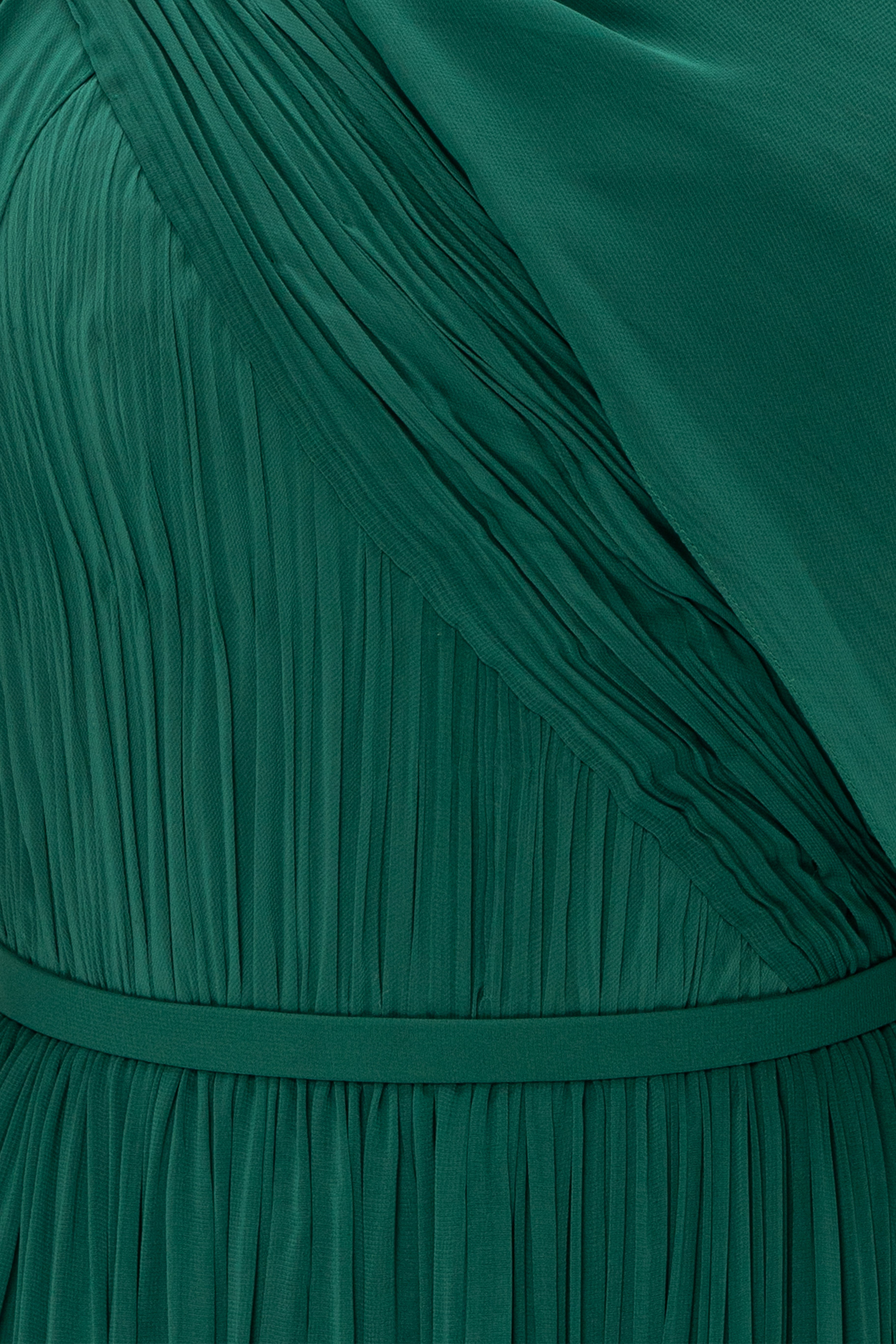 Asymmetrically Draped Muslin Gown With Cape Overlay And Flowing Silhouette.