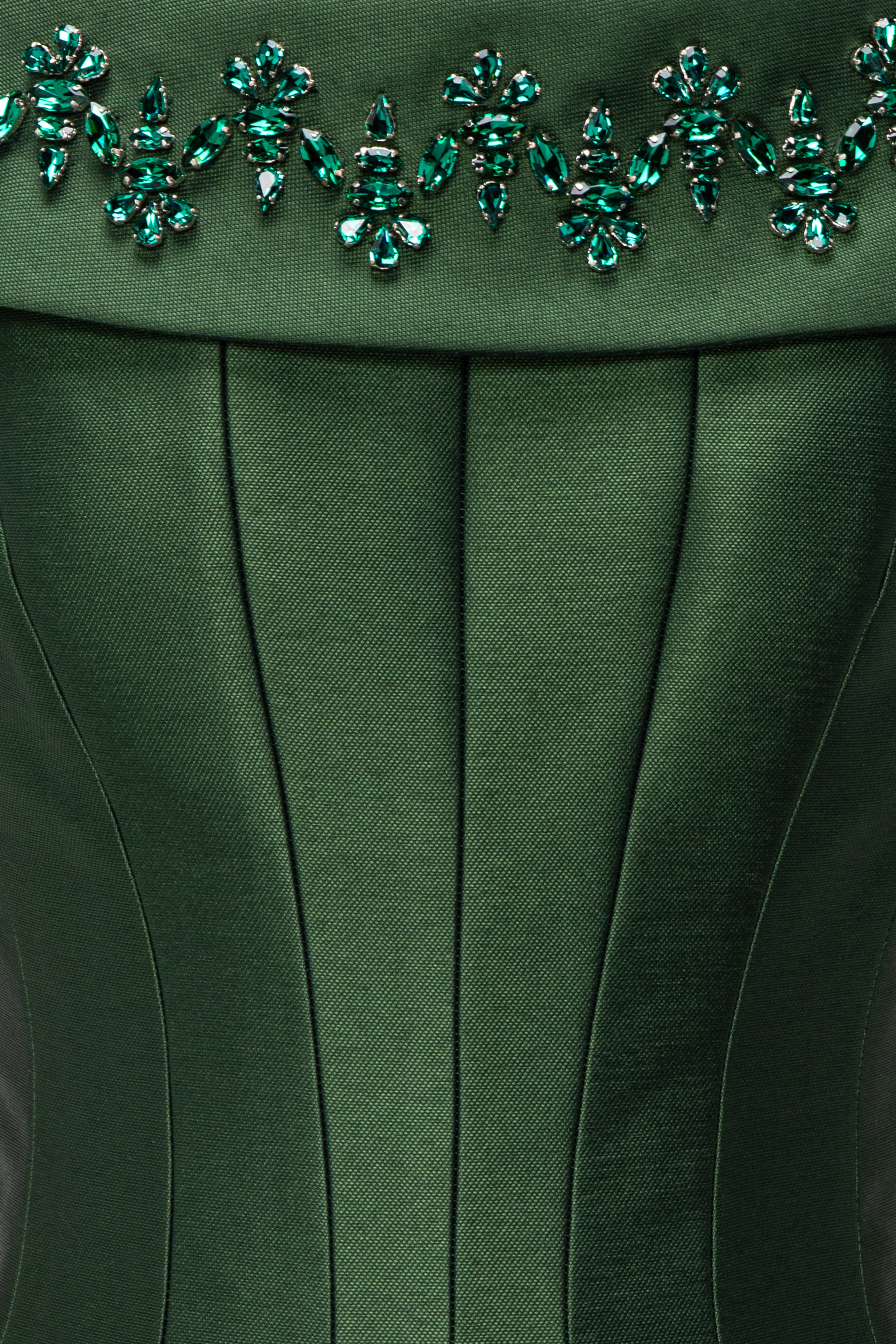 Embellished Off-Shoulder Multi-Panelled Gown With A Tulle Godet Skirt.