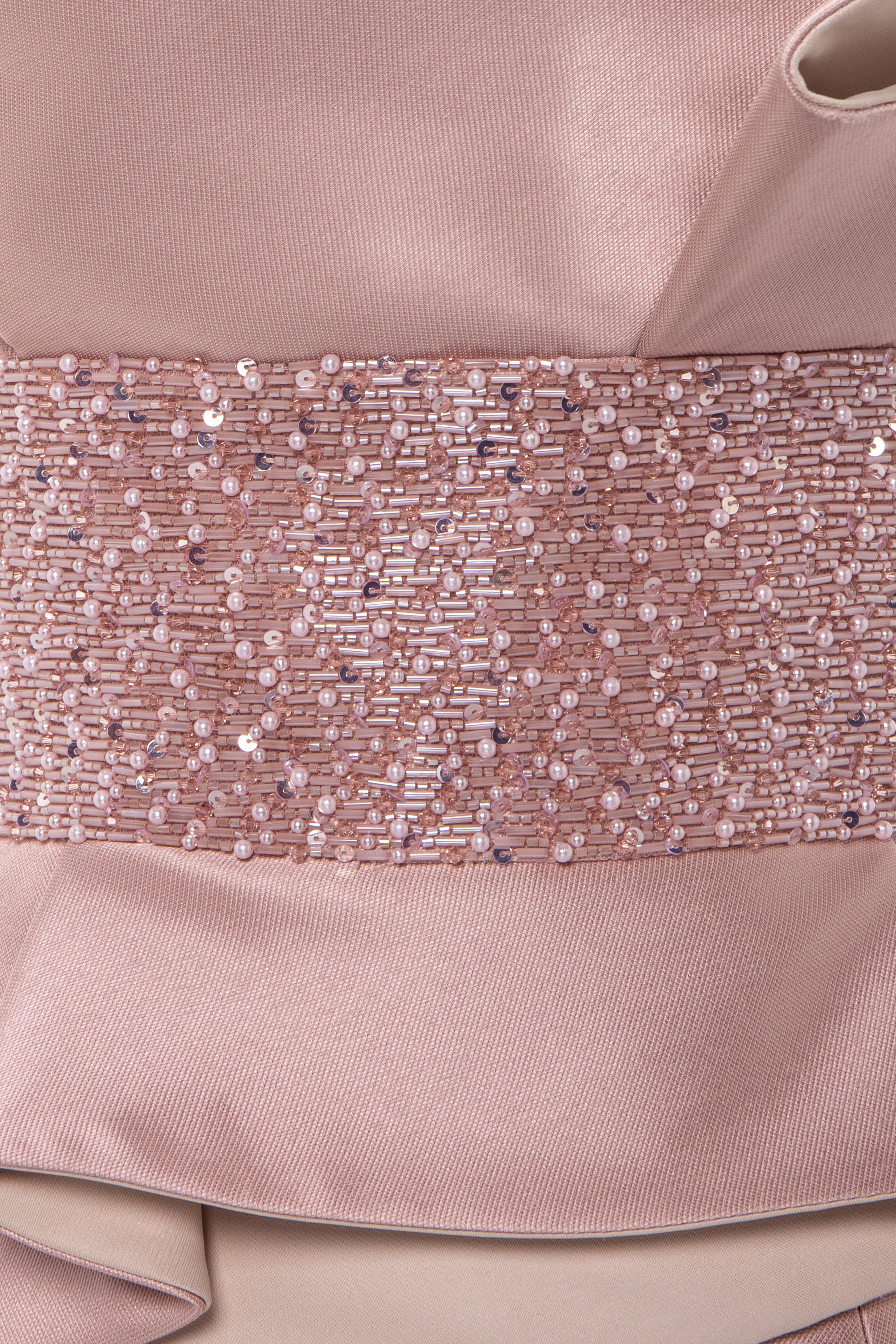 Strapless Tubino Dress With Draped Details And Beaded Waist.