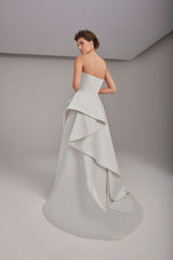 Strapless Mikado dress with an ample bow waistband design - Snow White (Sale)