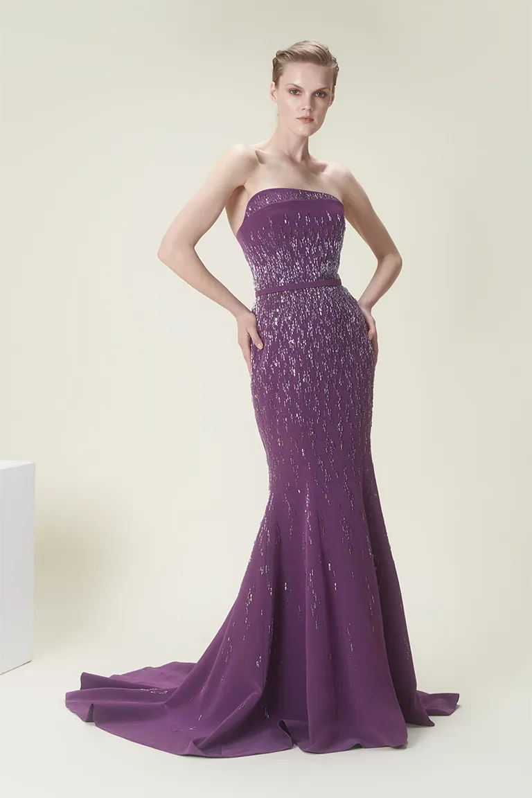 Asymmetrical Strapless Mermaid Dress